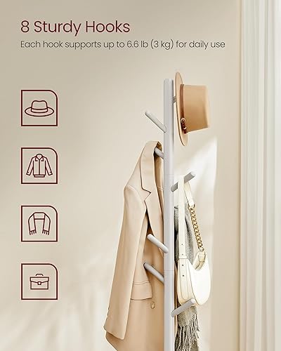 Miniatura 25 de VASAGLE Perchero de madera maciza, perchero en forma de árbol con 8 ganchos, 3 opciones de altura, para ropa, sombreros, bolsos, sala de estar,