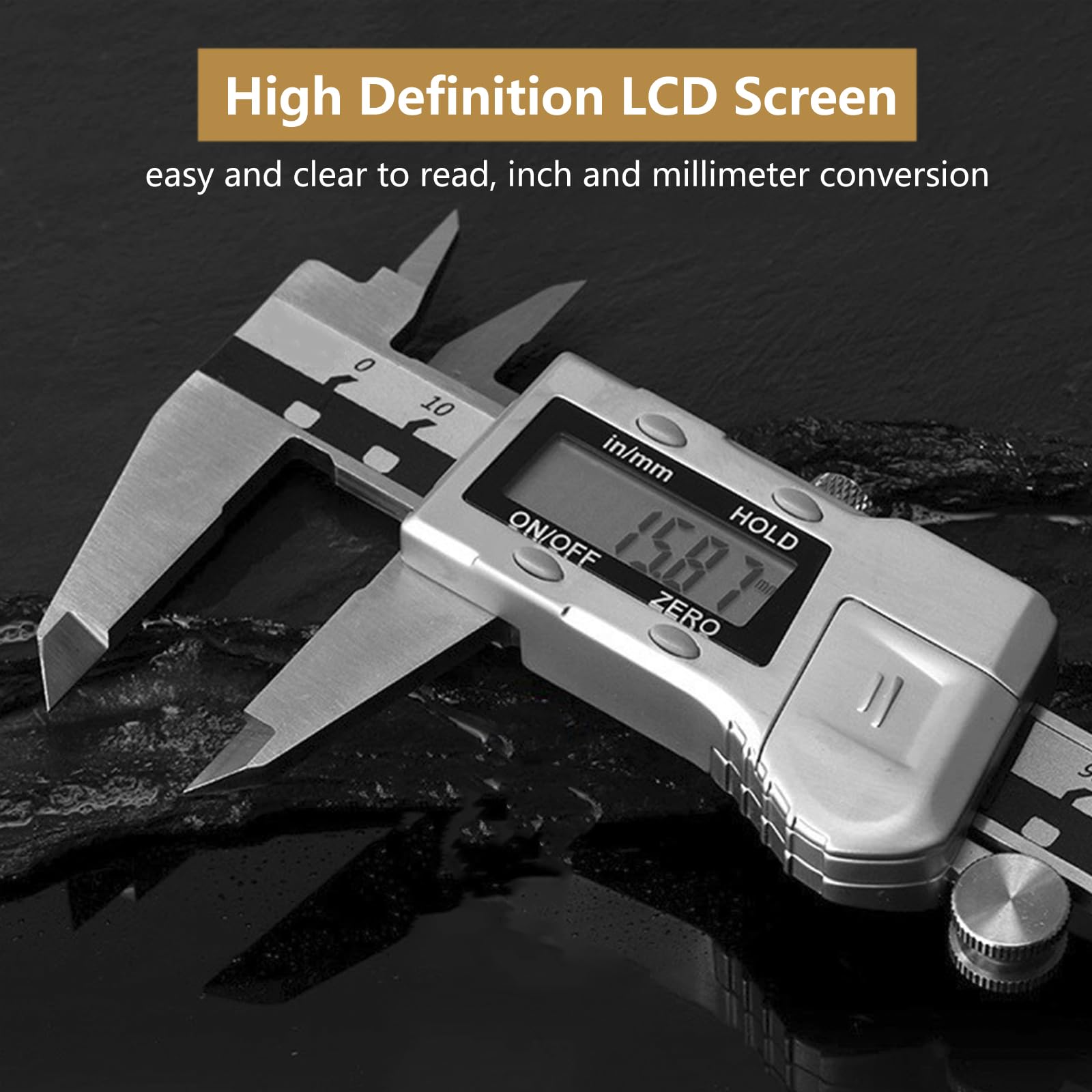 Pie de Rey Digital con Pantalla LCD, Calibre Digital Electrónica de Acero Inoxidable, Profesional Electrónico Vernier Caliper para Impresión 3D/Joyeros/Carpinteros,200mm/8"