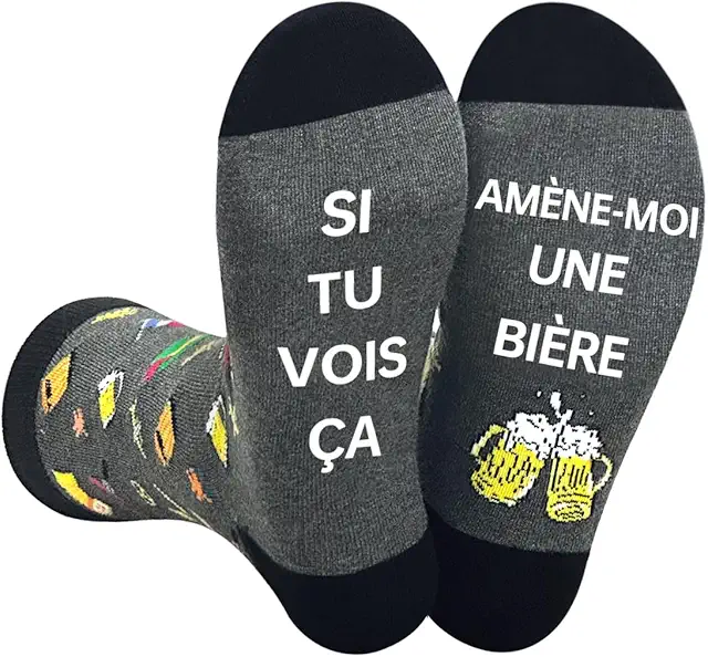 Chaussettes Humour Homme Antidérapantes Cadeaux Rigolos pour Papa et Grands Garçons