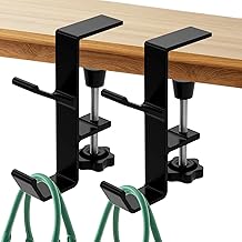 Adjustable Table Bag Hook, Scratch-Resistant and Non-Slip, Multifunctional Table Bag Holder, Bag Holder, No Drilling Required, Adjustable Length (Black, 2 Pieces)