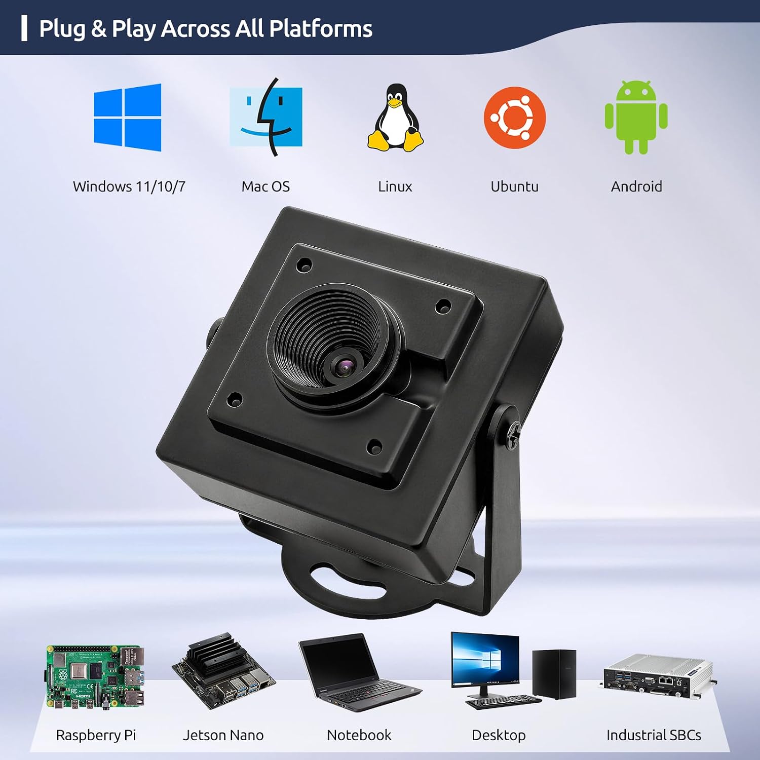 16MP 4656x3496 USB 2.0 UVC Camera with Metal Case, Auto-Focus, 1/2.8" IMX298 HDR Sensor, 4K@30fps, Plug-Play for PC/Raspberry Pi/Jetson Nano/SBCs/Windows/Linux/Android/MacOS