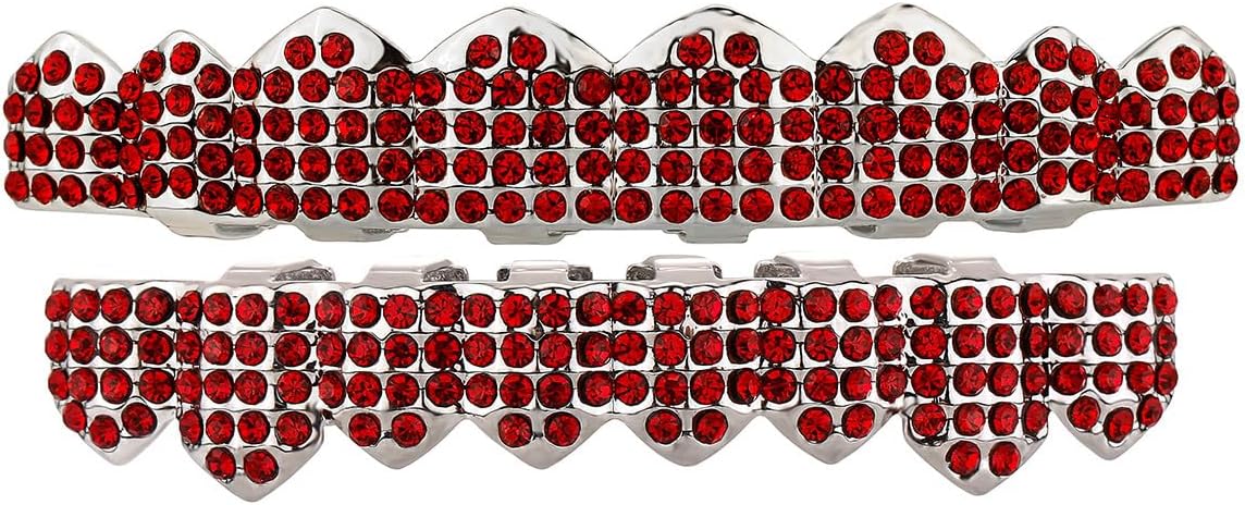 Jewelry para dientes estilo grillz rojo diamante