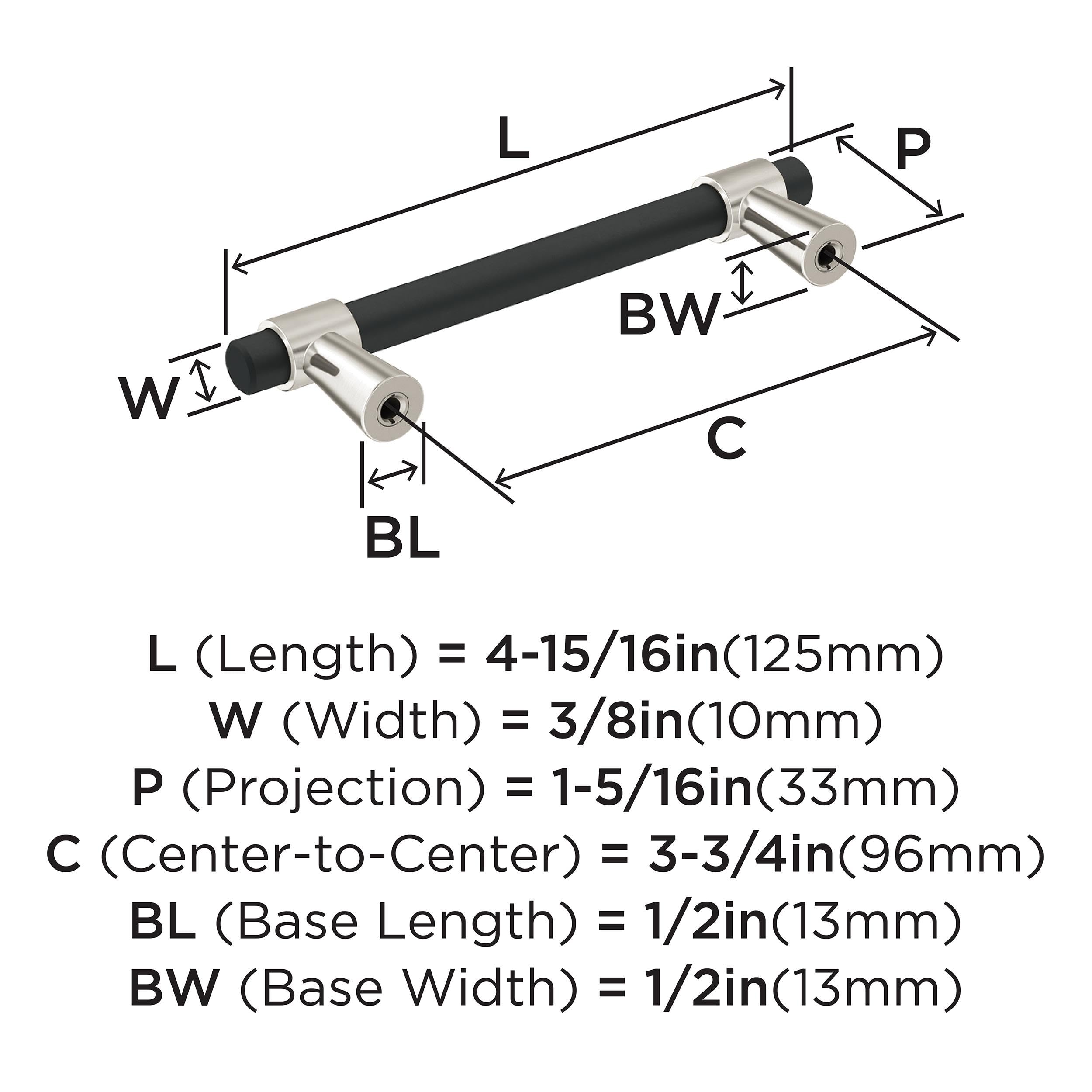 Amerock, Matte Black/Satin Nickel, 3-3/4 inch (96mm) Center-to-Center - Image 3