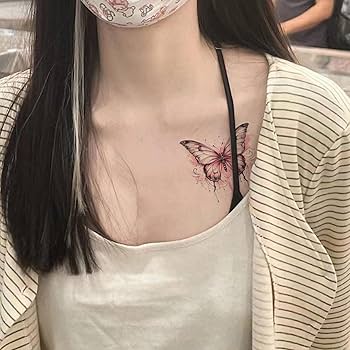 Amazon.co.jp: タトゥーシール 蝶 2週間で消えるタトゥー 3点セット