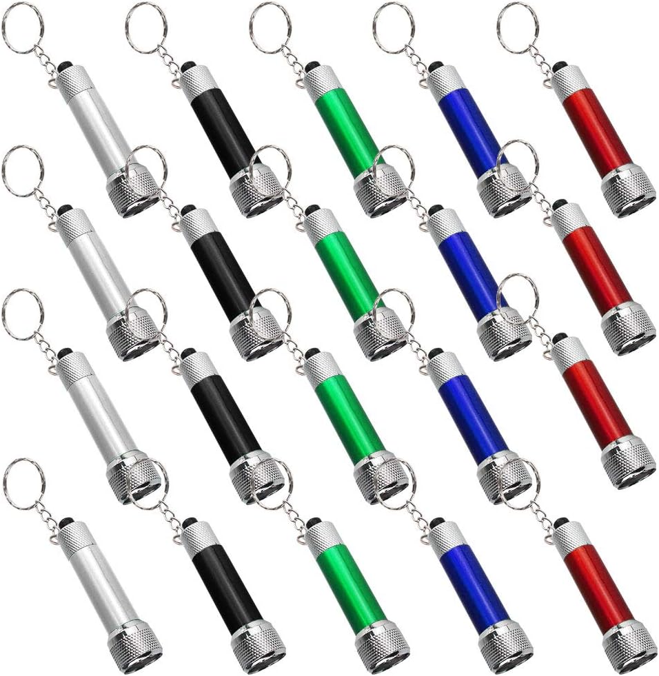 Bantoye 20 Packs Mini LED Flashlights, 2.7 Inch Pocket Flashlight Keychain 5 Bulbs LED for Kids, Camping, Party, 5 Colors