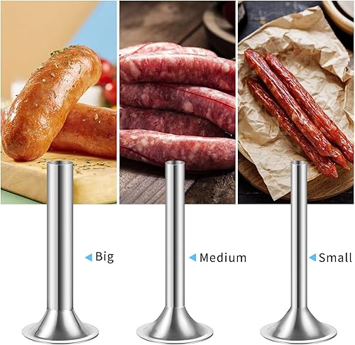 Miniatura 7 de Gdrtwwh Tubos de relleno de salchichas para picadora de carne, kit de relleno de salchichas #12 para accesorio de molinillo de alimentos