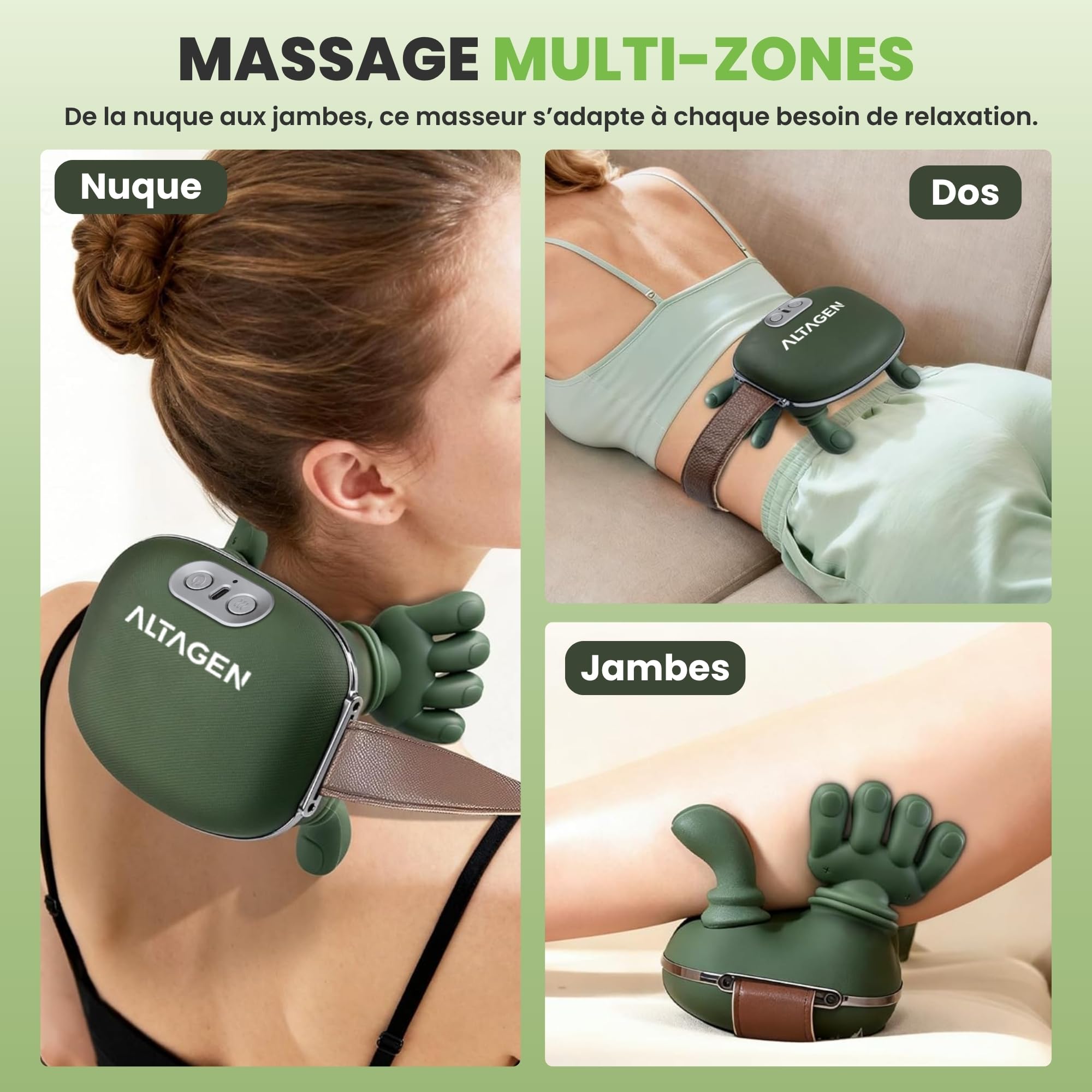 Masseur Cervical ALTAGEN® Main Massante Nuque, Masseur de Cou Chauffant