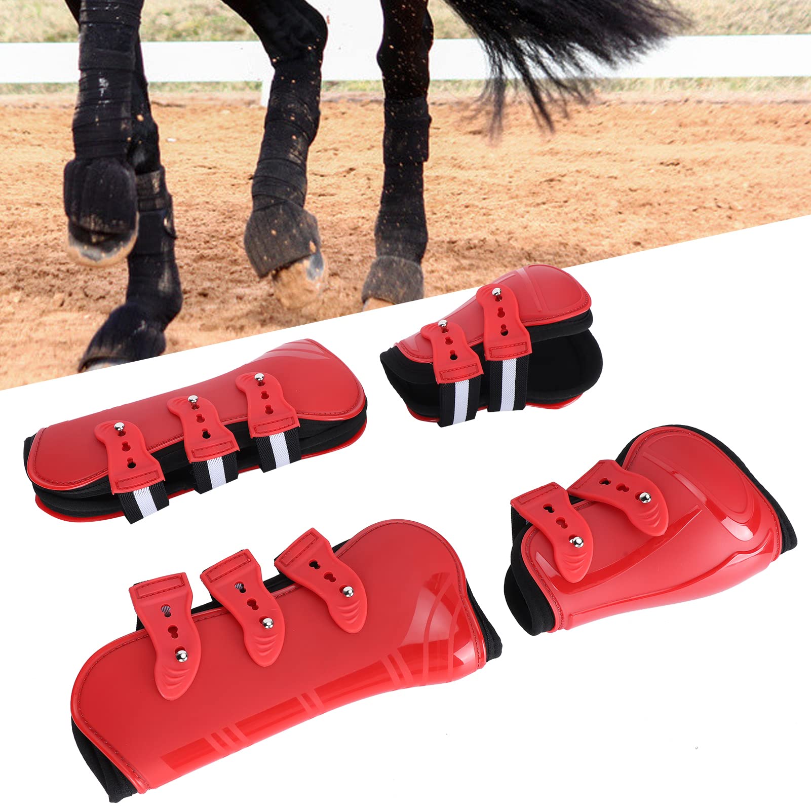 Protezione per Le Gambe del Cavallo a Ostacoli, Imbottitura Interna Morbida Ispessita con Guscio in PU, Protezioni per Le Gambe del Cavallo per Assorbire Gli Urti