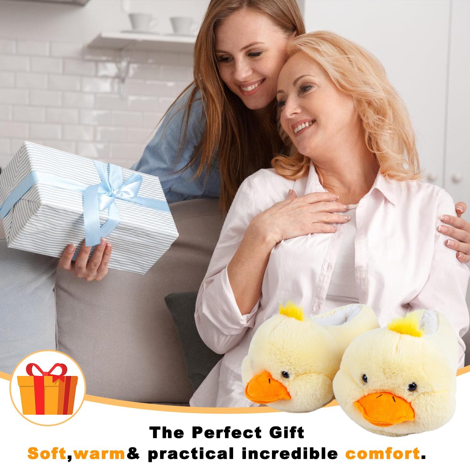 ARELUX Animal Slippers Cotton Adult Unisex, Cute Novelty Duck Pig Cat Plush House Shoes with Non-Slip Sole, Warm Fuzzy Lining for Indoor Outdoor Cosplay Party Gift - Image 6