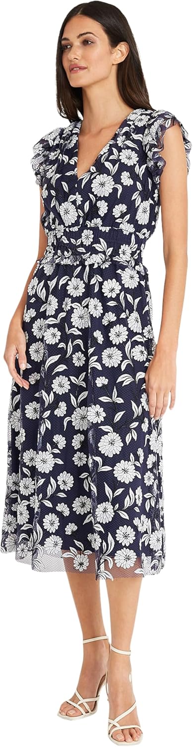 Maggy London Women's Dresses V-Neck Garden Floral Embroidered Dress Colorful Feminine Party Event Occasion Guest of - Image 2