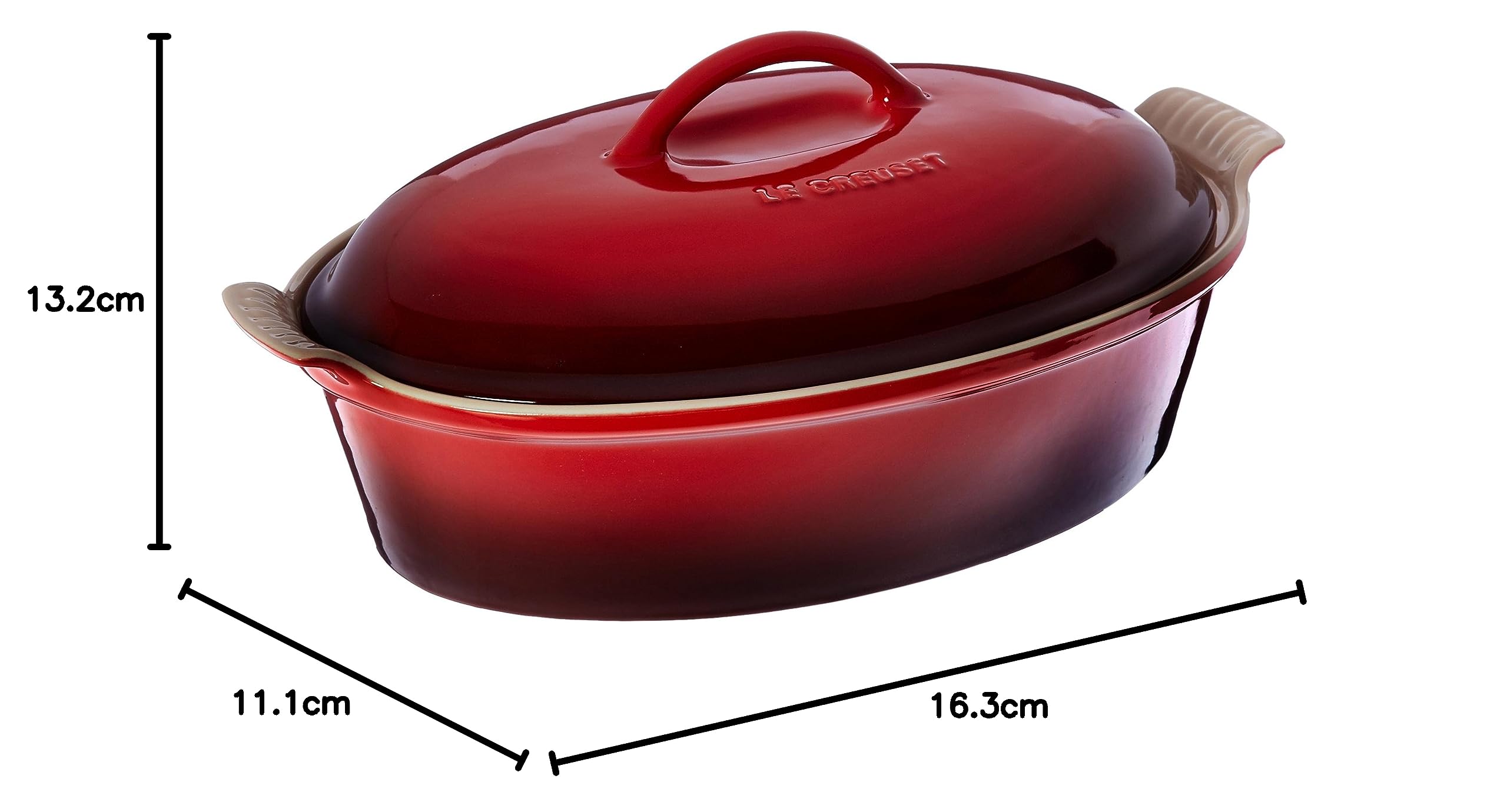 Le Creuset Heritage Ovaler Kasserolle aus Steingut, mit Deckel, 35,6 cm, Kirschrot