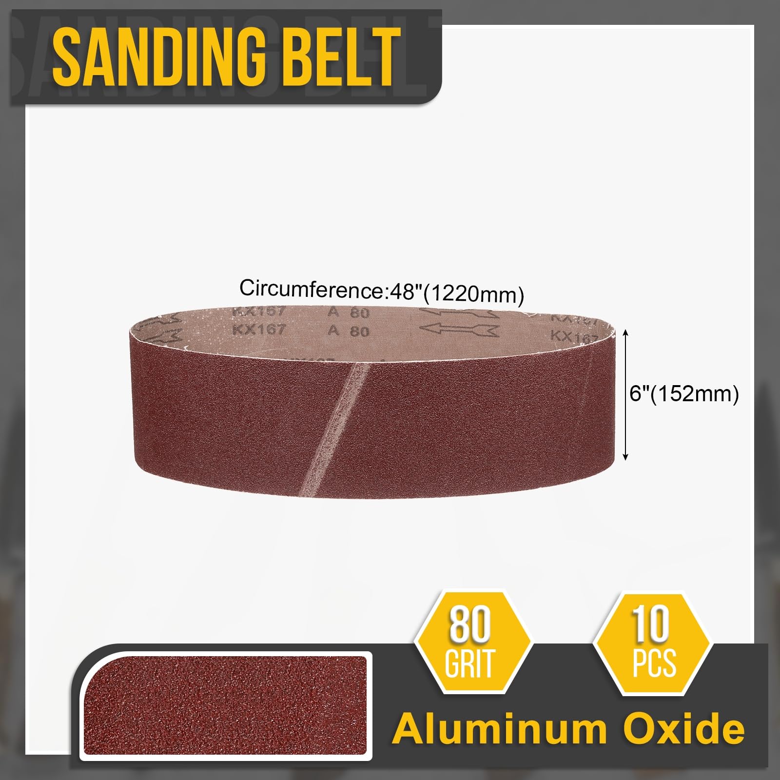152mm x 1220mm Banda De Lijado, 10 Pcs 80 Grit Bandas Para Afilar Cuchillos Para Afilado Con Lijadora De Banda Herramienta De Tallado En Metal