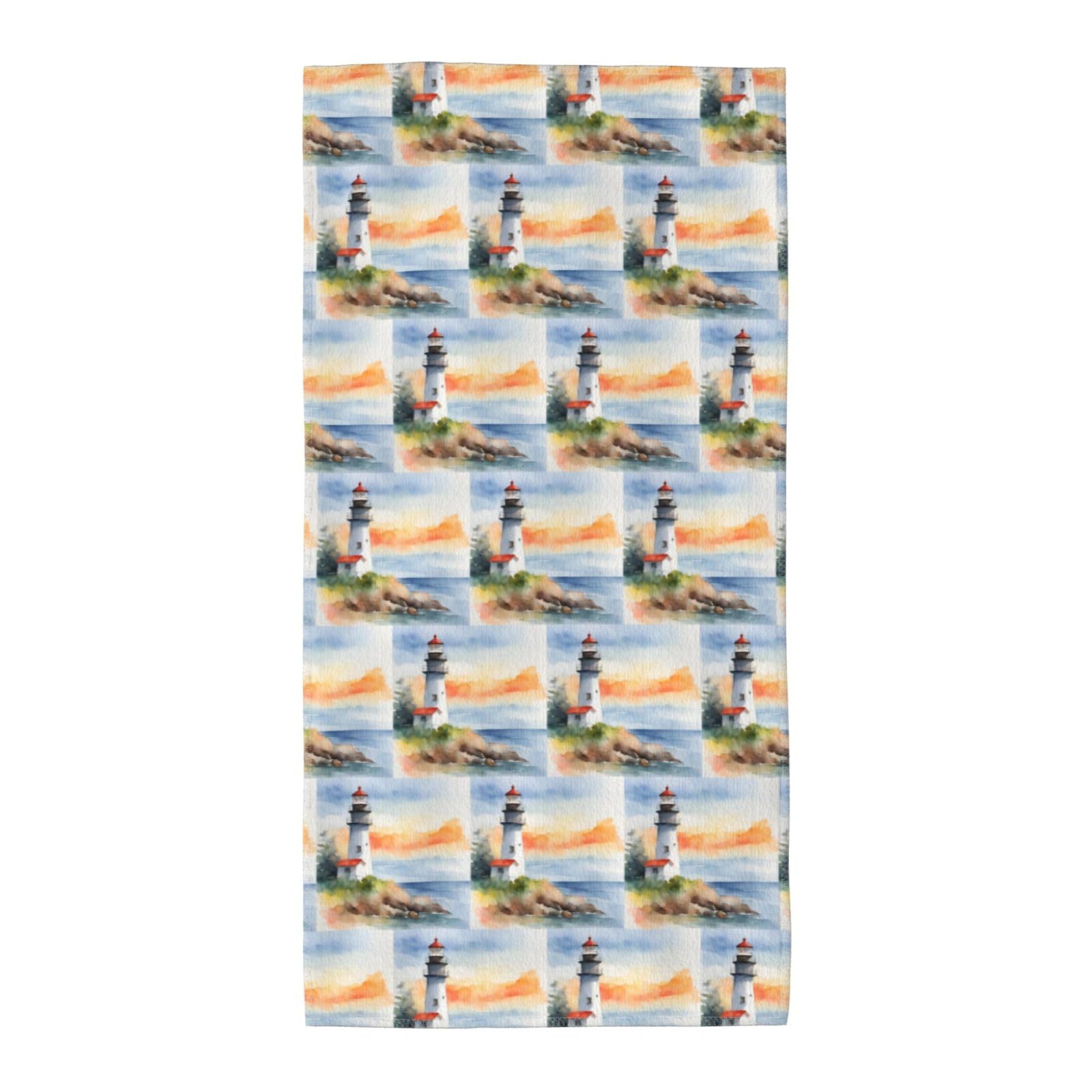 Lighthouse Fashion Printed Long Bath Towel For Pool Side Seaside Holiday