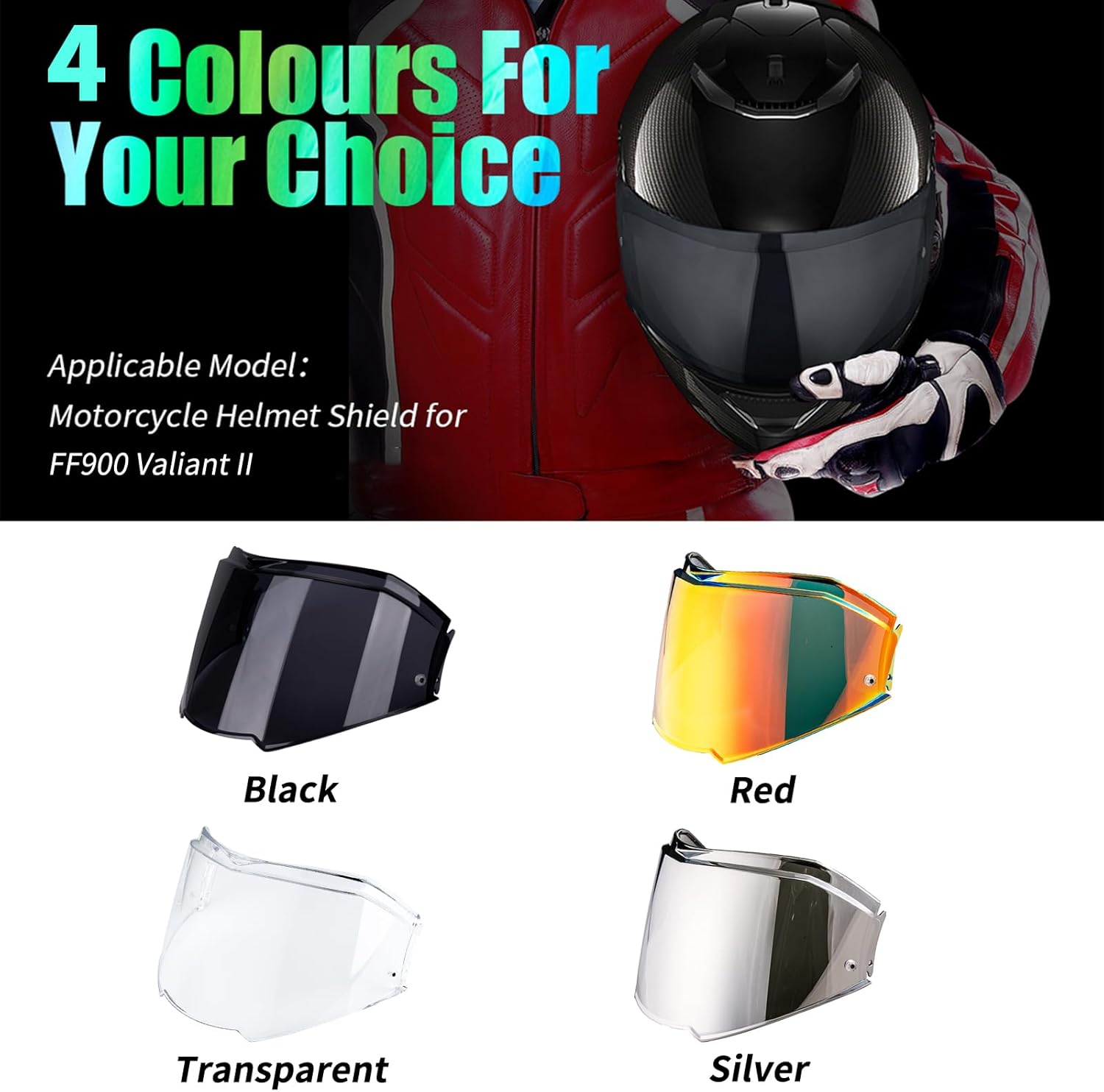 Valiant II Visor Face Shield Replacement For Valiant II Flip Up Motorcycle Helmet Accessories (Black)