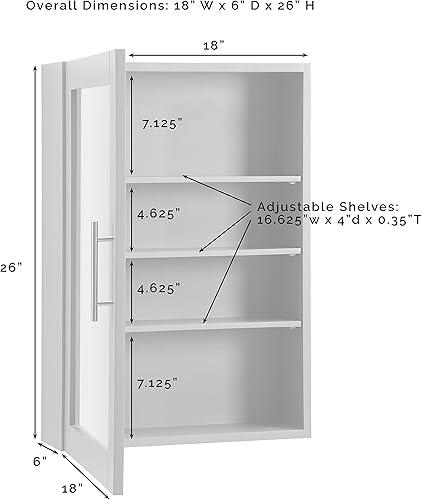 Miniatura 3 de Crosley Furniture Savannah - Armario de pared con espejo, color gris Gris,Blanco