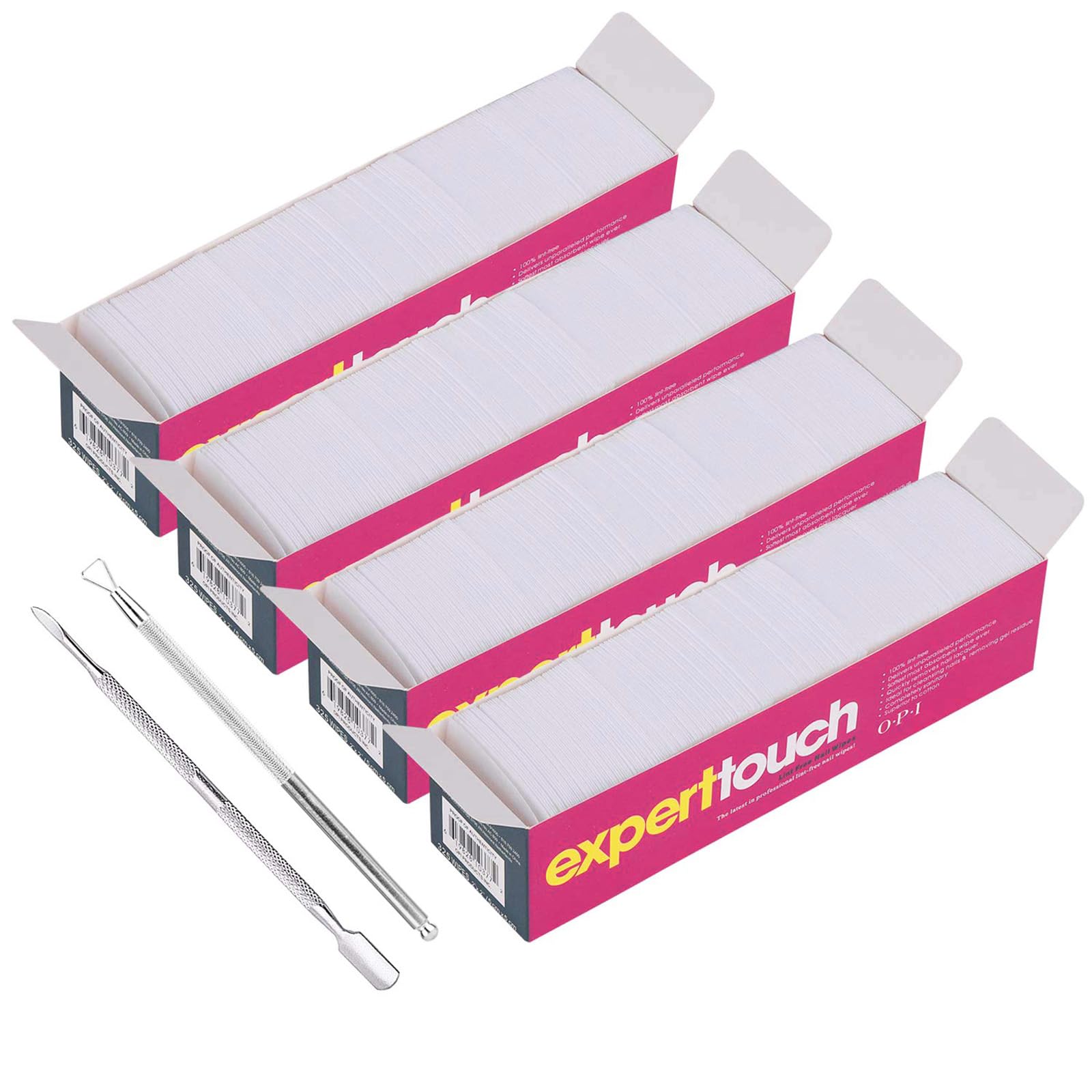 1300 pcs Lint Free Nail Art Gel Polish Remover Cotton Pad Nail Wipe With 2 Pcs Cuticle Double Head Pusher Remover Tool