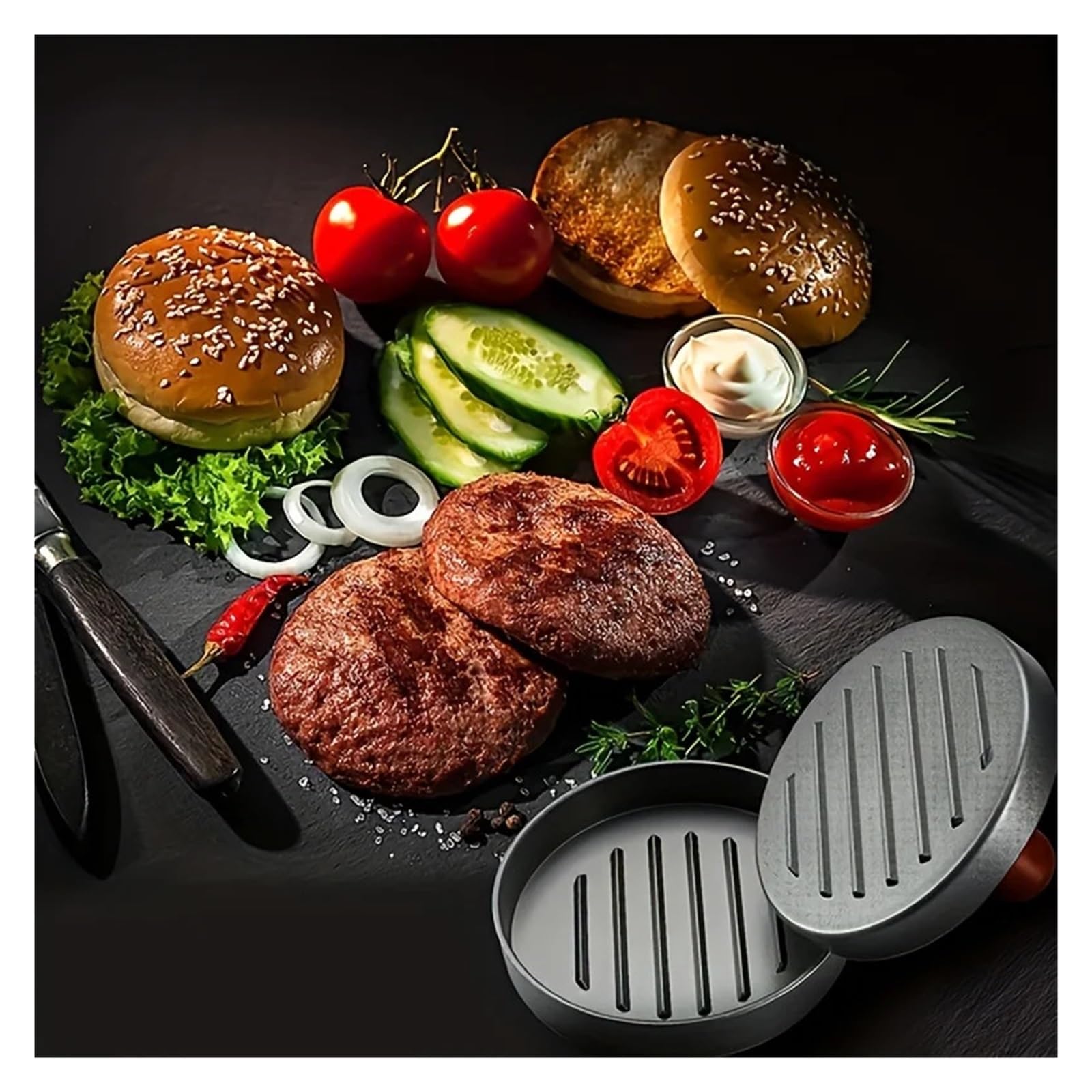 Generico 1-2 Cucina di casa Hamburger Pressa for Carne Antiaderente Stampo da Forno Manuale Manzo Patty Shaper BBQ Piastra Strumento Adatto(1 PCS)