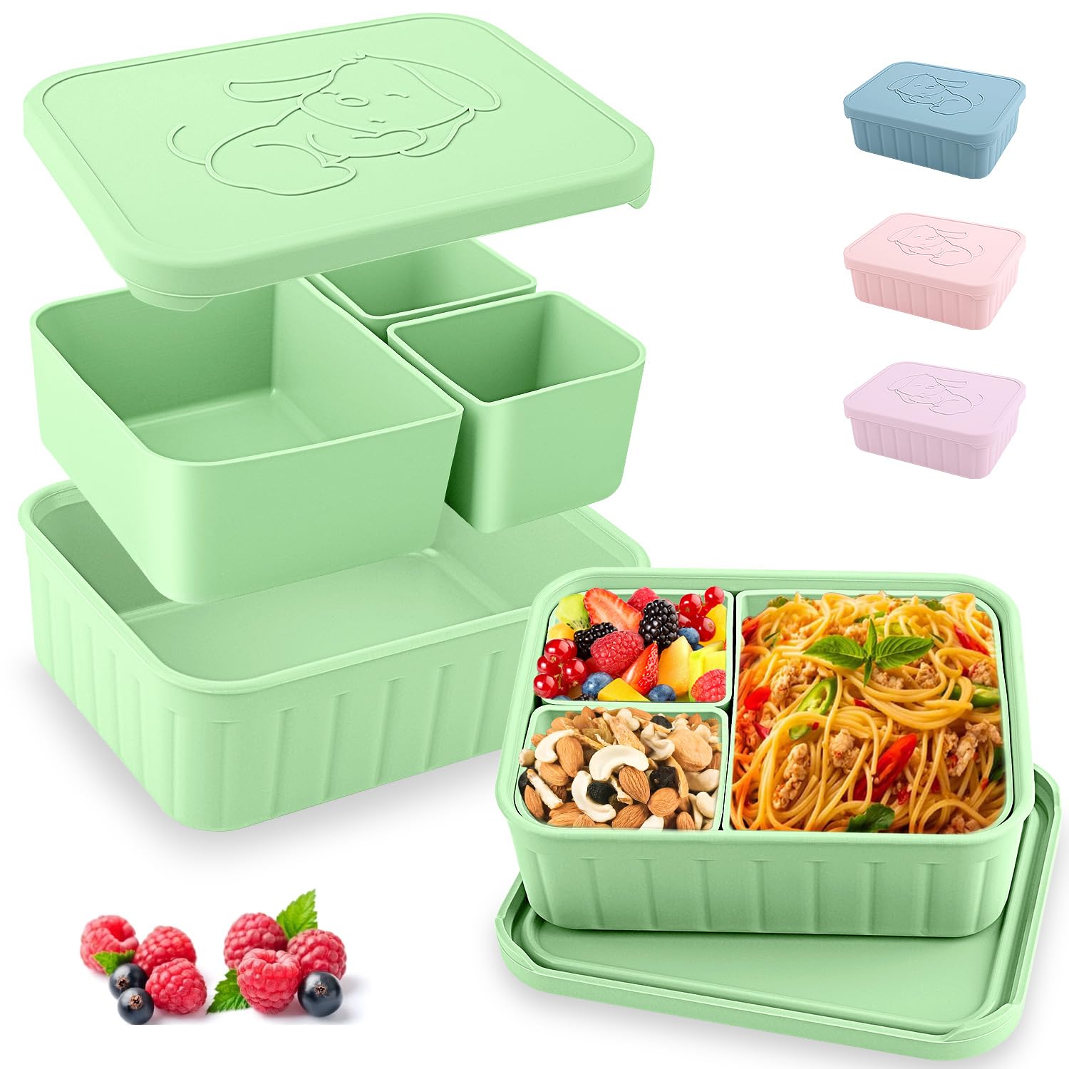 Vantuofu Boîte à Bento En Acier Inoxydable à 3 Compartiments Pour