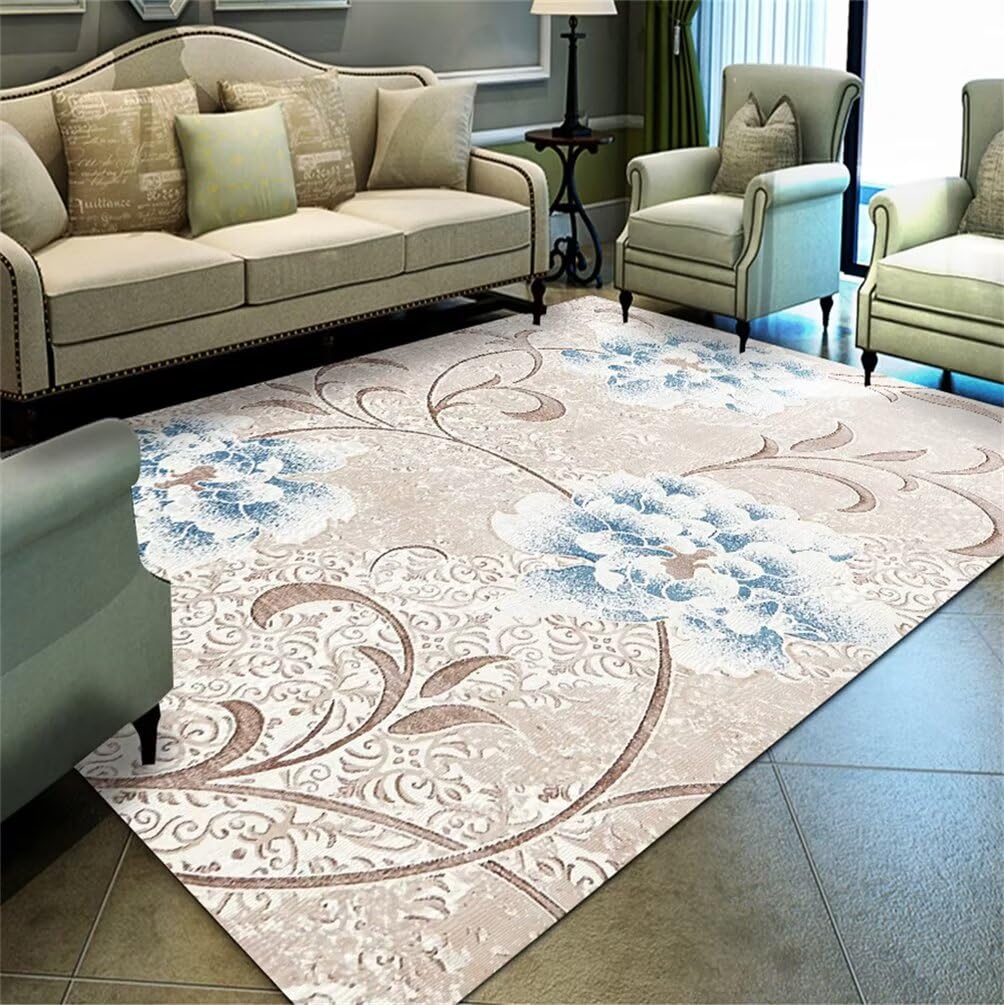 Tapis facile d'entretien brun 250x300cm idéal contre l'usure du sol de salon et bureau