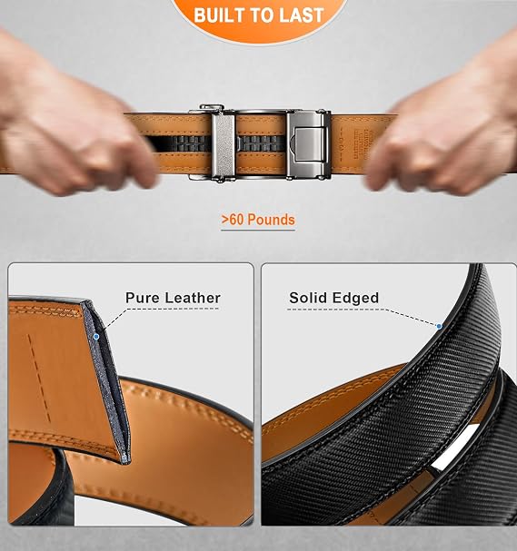BULLIANT Men Belt Customizing-Ratchet Belts Strap Buckle Individual For Repalcement or Self-Assembling 1 3/8-Cut for Fit