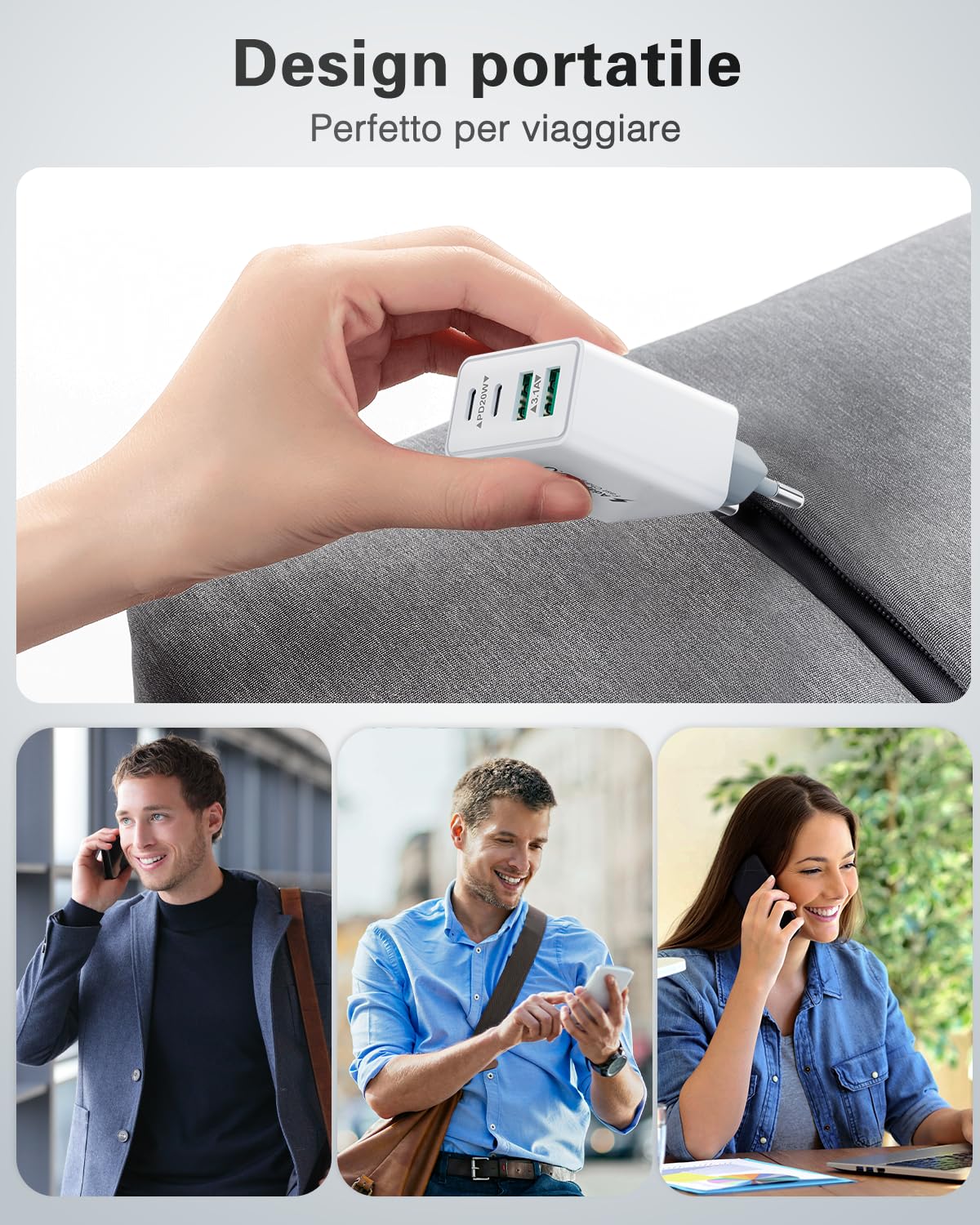 Caricatore USB C with 2M Cavo USBC Rapido Presa Caricabatterie for iPhone 16 15 Pro Max Plus, iPad, Samsung Galaxy S25/S24, 40W 4-Porto Spina USB Multiplo Alimentatore Adattatore Carica
