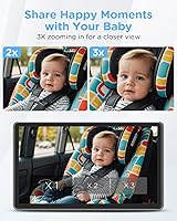 Vista 4 de Espejo de coche de bebé con pantalla táctil de 7 pulgadas, cámara HD 1440P, visión infantil en asiento trasero con ángulo amplio de 150°, visión