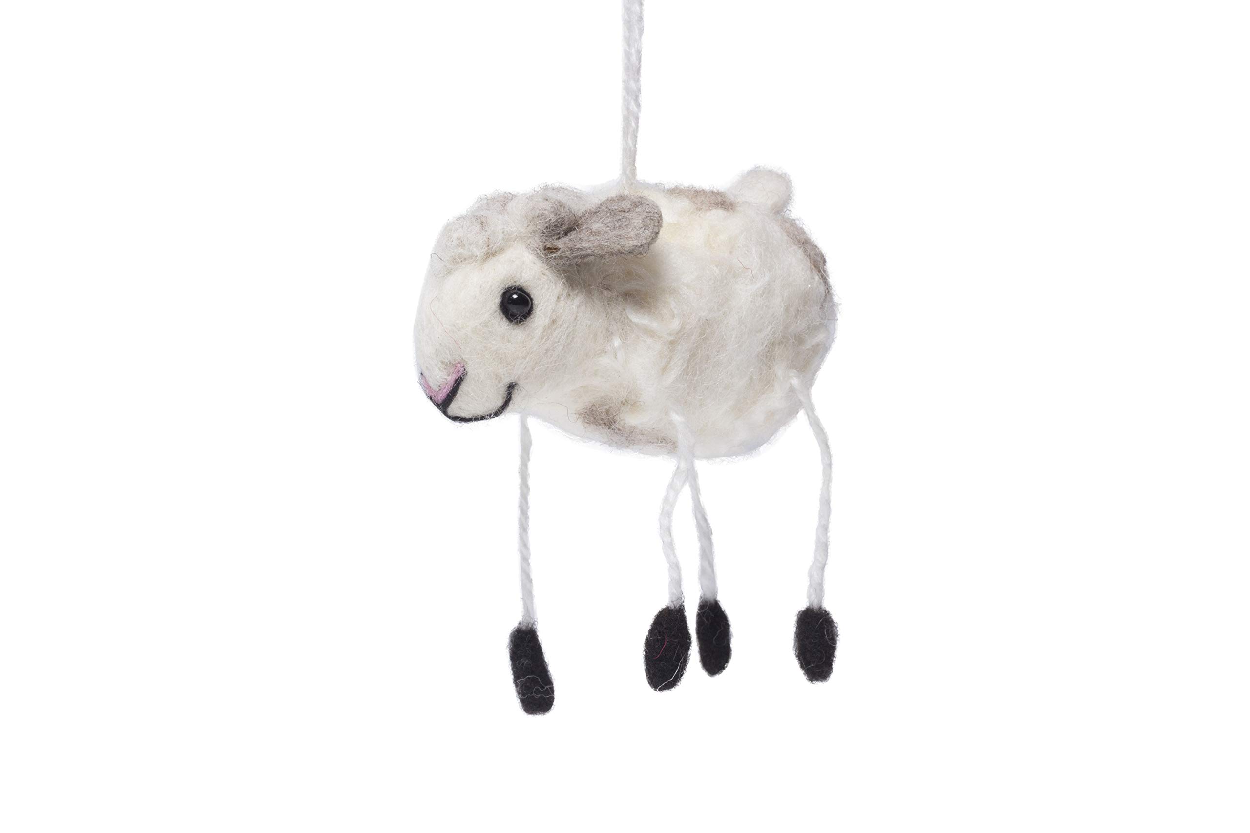 De Kulture Handmade Premium Wool Felt Hanging White Lamb Eco Friendly Needle Felted Stuffed Easter Ornament Ideal for Home Office Party Decoration Holiday Décor,4x2x2.5 (LWH) Inches