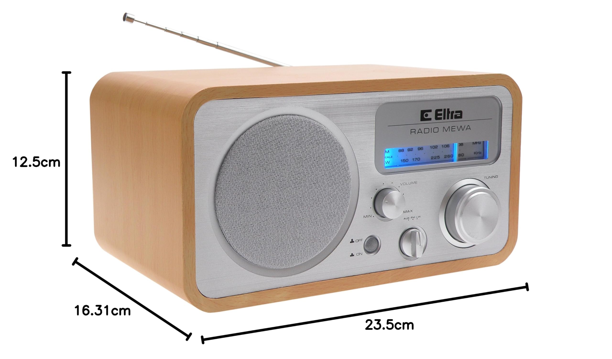 ELTRA MEWA Radio Portátil Personal Analógica Plata - Radios Portátiles (Personal, Analógica, FM,LW, 88-108 MHz, 148,5-283,5 kHz, 2,5 W)
