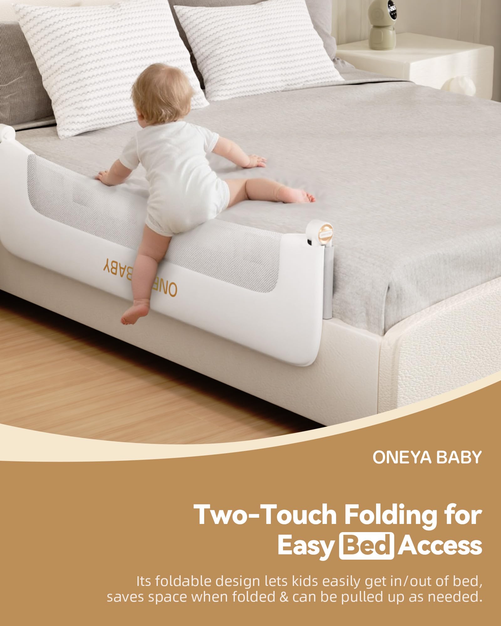 Protector de barandilla para cama de bebé, riel grueso de 48 pulgadas para niños pequeños, extra alto, para niños, barandilla lateral de seguridad para niños, para cama individual, matrimonial, Queen