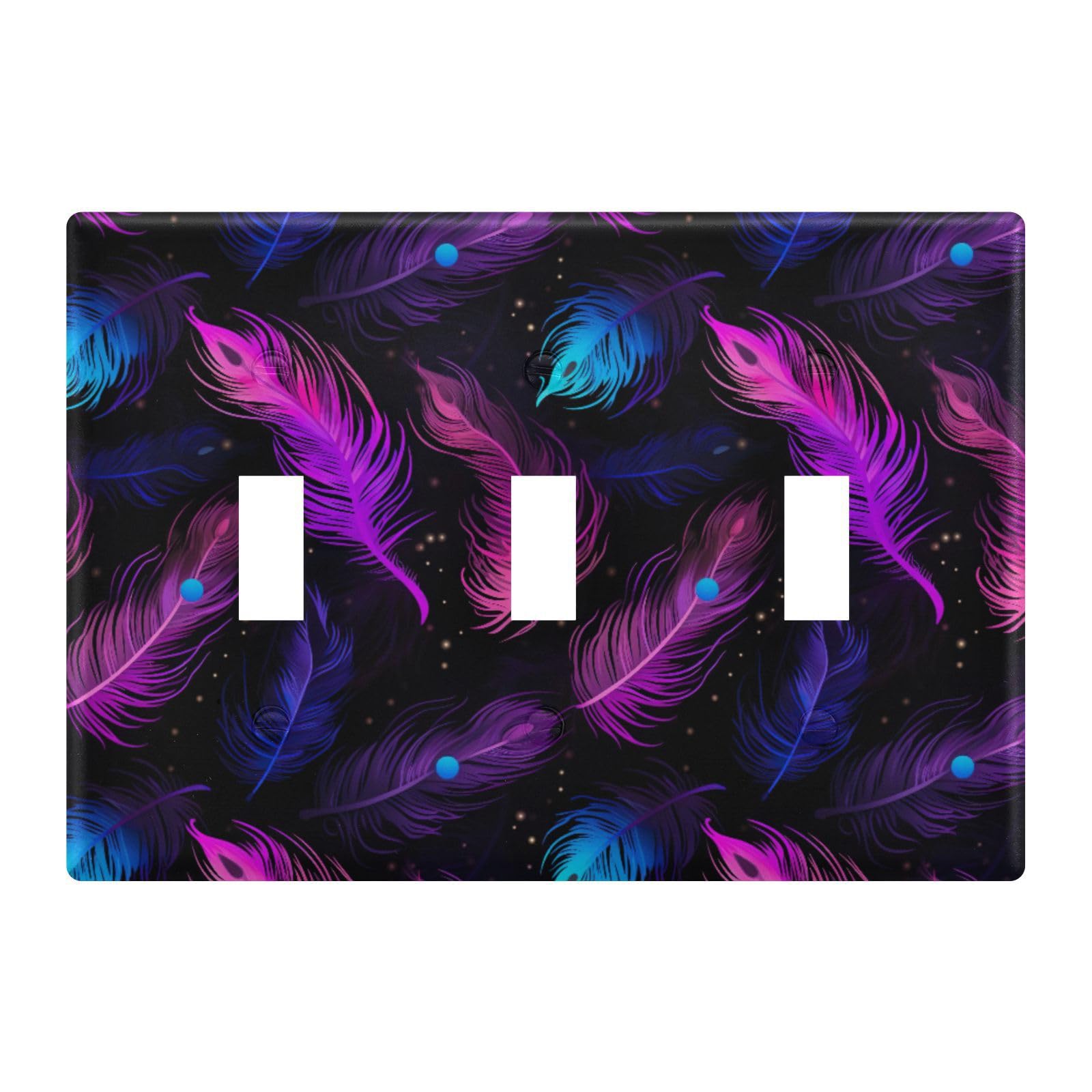 Light Switch Cover Peacock Feather Wall Plates for Electrical Outlets 3 Gang 202a8984
