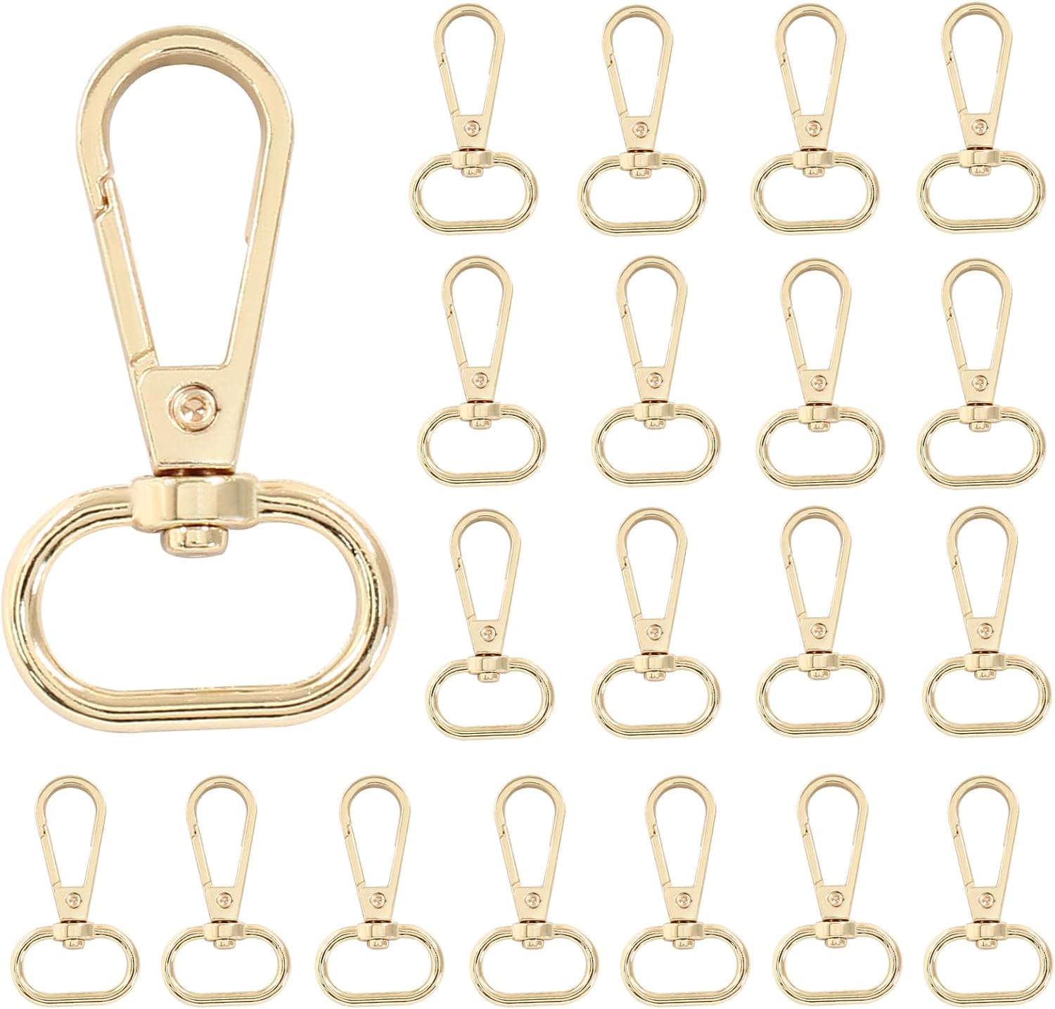 20Pcs Oval Ring Swivel Lobster Clasps 3/4"(20mm) Inside Diameter Snap Hook Swivel Clasp Metal Swivel Snap Hooks Clips for Purse Making DIY Keychain Bag Part (20mm, Gold)