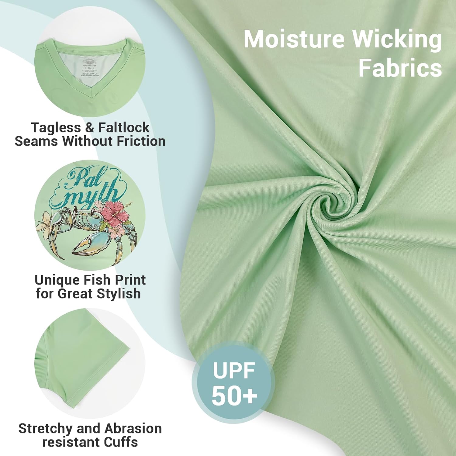 Palmyth Fishing Shirts for Women UPF 50+ Sun Protection Short Sleeve Lightweight Quick-Dry T-Shirt