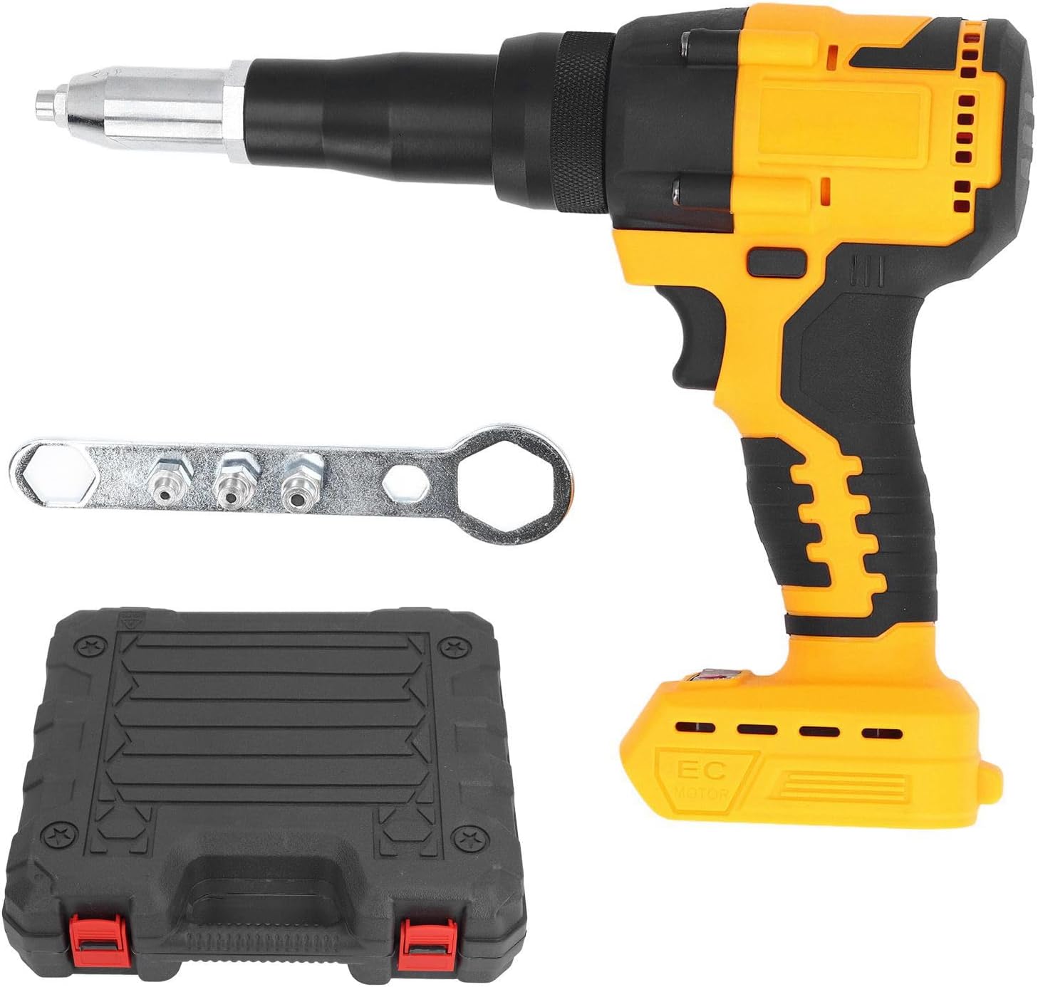 AUNMAS Electric Rivet Gun, 10KN Pulling Force Low Noise Brushless Motor 3.24.8mm Brushless Automatic Riveter with LED Light for Metal Plastic