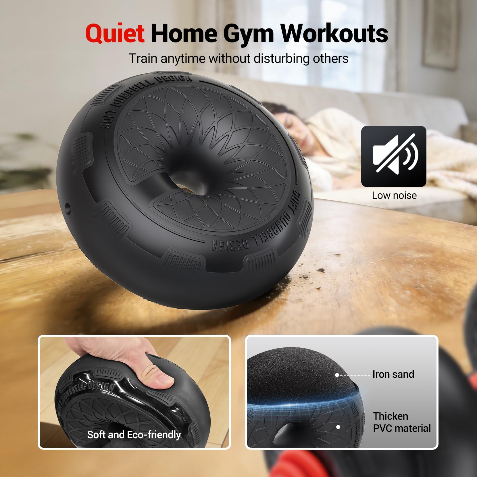 Yoleo Hantelset Verstellbare Hanteln, 5 in 1 Geräuschloses Anti-Kollisions-Luftkissen mit Anschlussstück Professionell Dumbbell Set 4-20kg für Workout, Fitnesstraining Männer/Frauen Upgrade 2.0