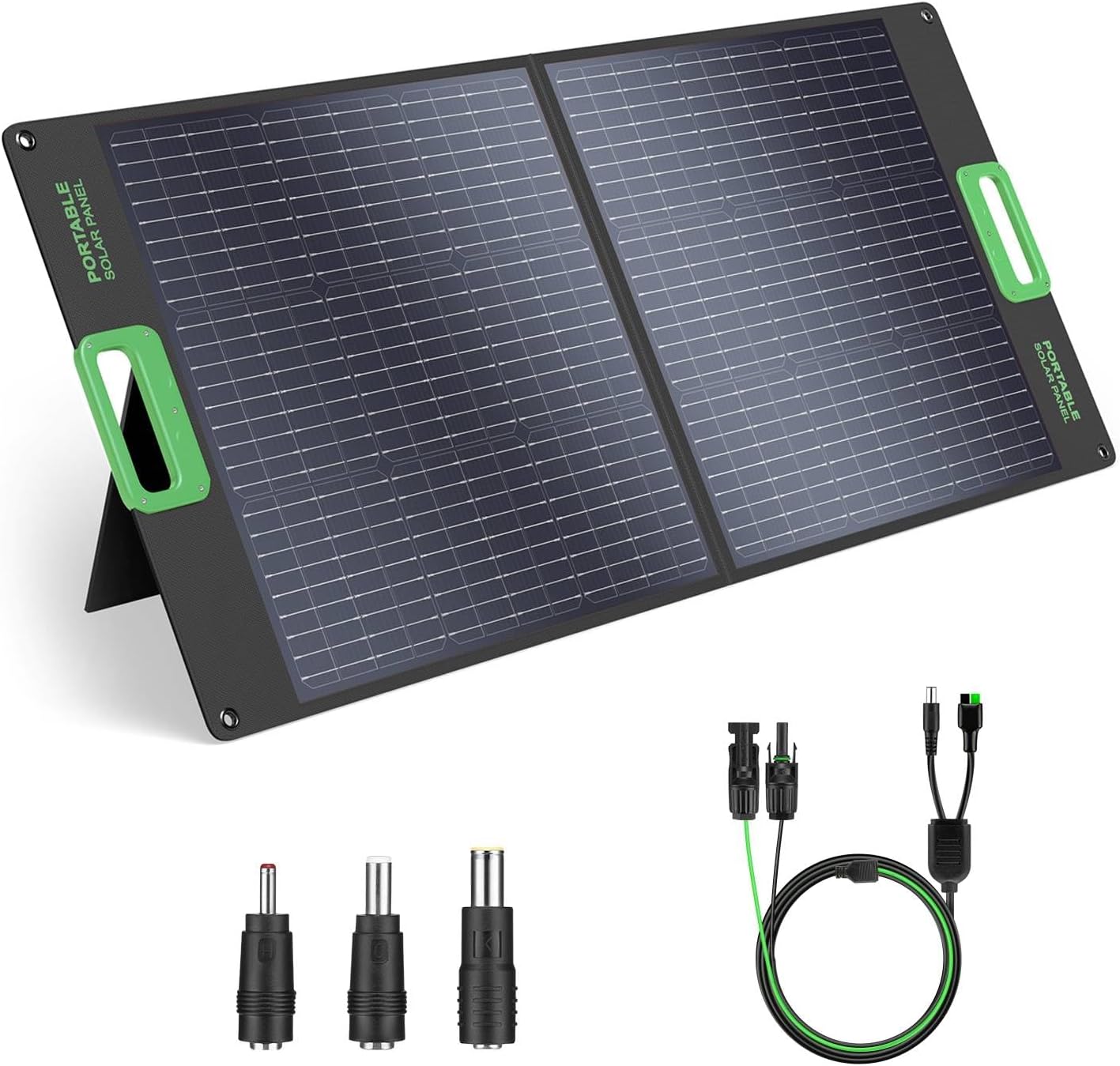 GRECELL 100W Portable Solar Panel for Power Station Generator, 20V Foldable Solar Cell Solar Charger with High-Efficiency Battery Charger for Outdoor Camping Van RV Trip