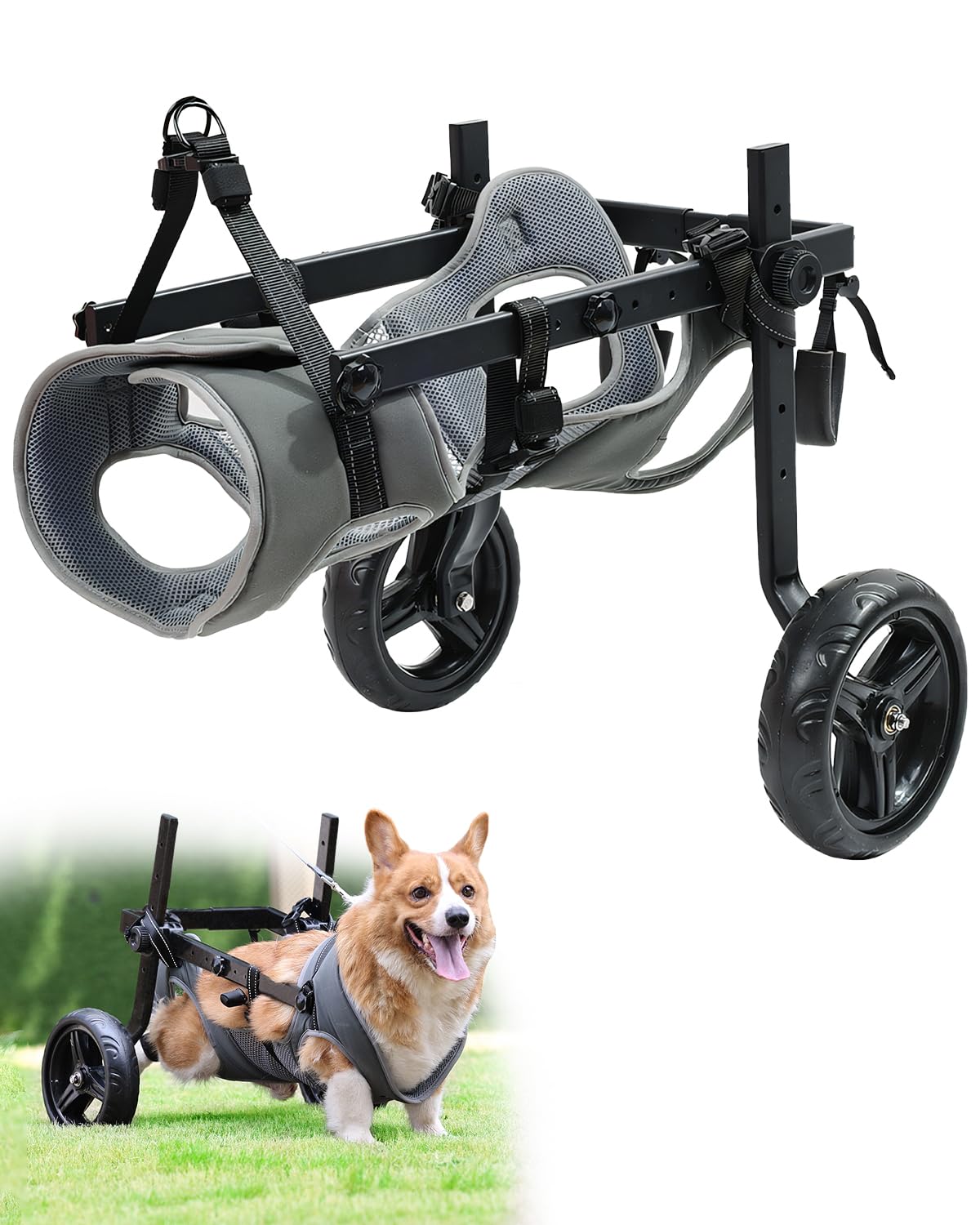 Large Dog Wheelchair for Hind Legs-Durable All-Terrain Wheels, Heavy Duty Aluminum Frame, Comfortable Breathable Mesh for Dogs, Hip Support System, Restores Mobility for Arthritis &amp; Injuries