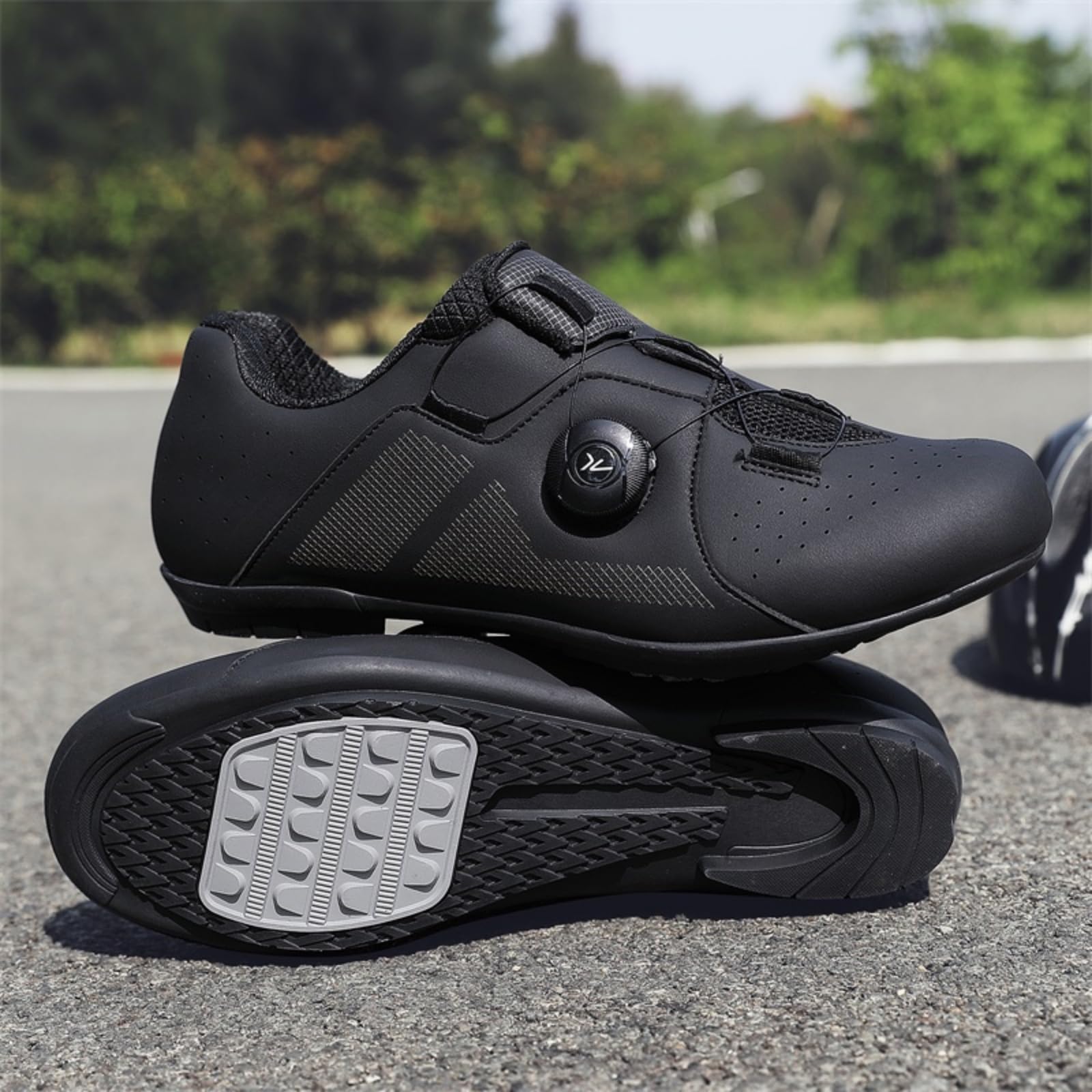 JiuQing Buty rowerowe męskie damskie gumowe podeszwy szosowe buty górskie bez blokady płaskie pedały codzienne buty rowerowe