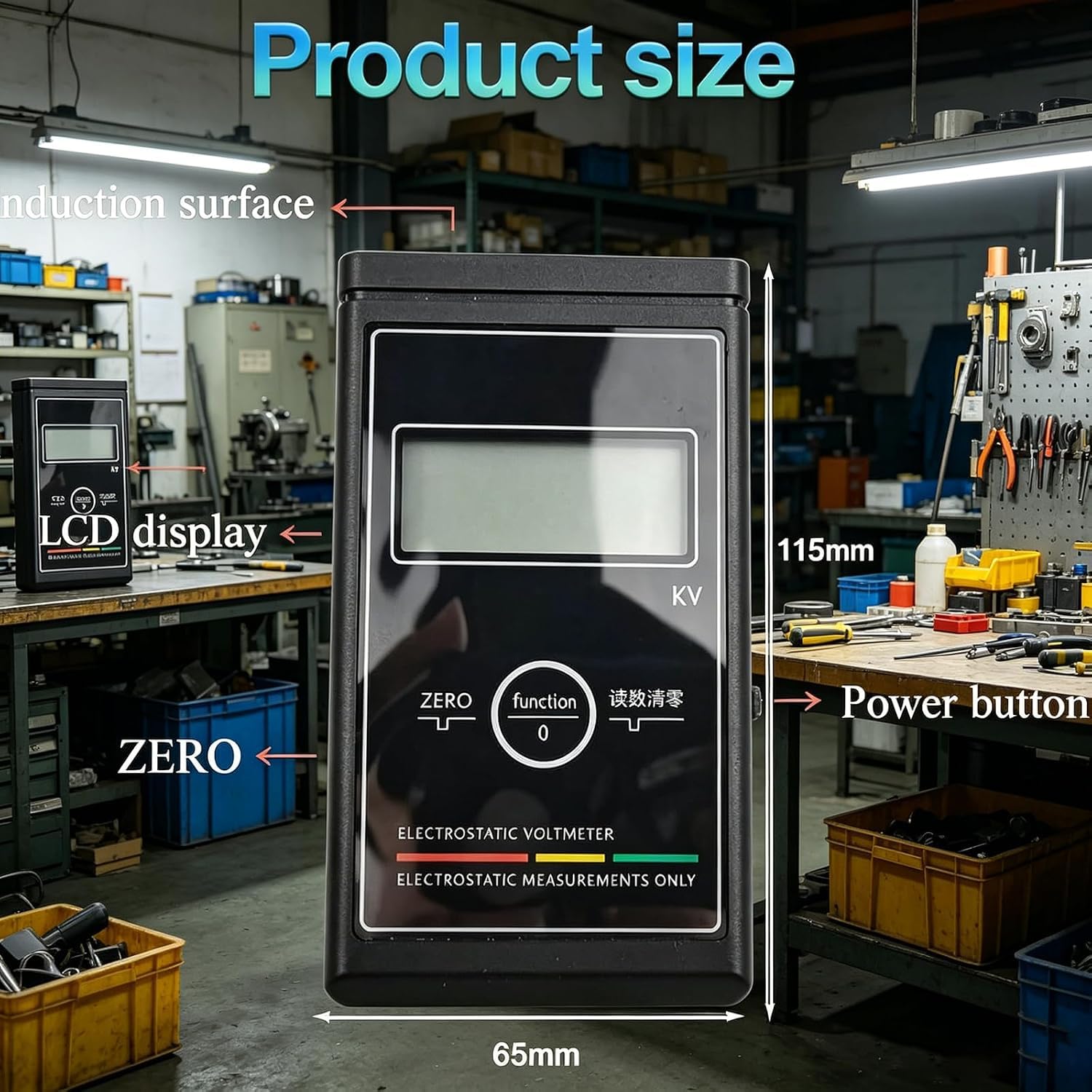 Misuratore Statico Portatile, Tester Elettrostatico 0–50kv Con Display Lcd E Pulsante Di Reset, Rilevamento Rapido, Per Tessuti E Carta