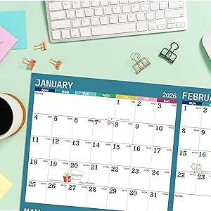 48" x 32" 2026 Dry Erase Calendar for Wall - 2026 Wall Calendar Dry Erase, 2026 Yearly Wall Calendar 12 Month, 2-Side Erasable Calendar, Vertical/Horizontal, Large XL Wet & Dry Erase Laminated - Green