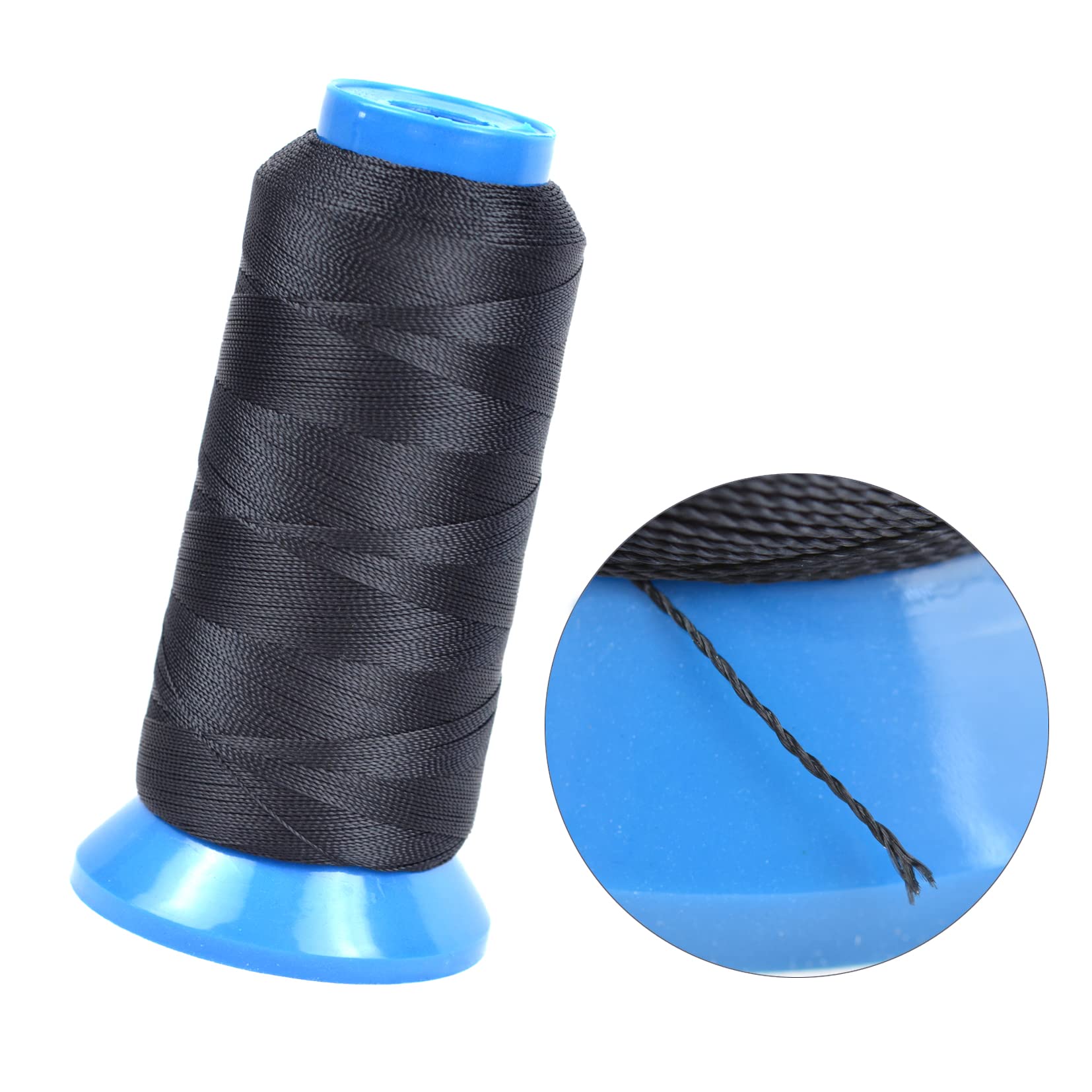 Black Weaving Thread 1500 Yards 210D High Strength Polyester Thread for Wig Making & Hair Extension Sewing (Black) - Image 3