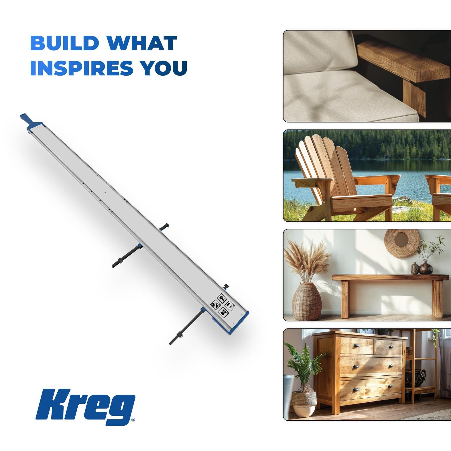 Kreg KMA4500 4' Straight Edge Guide w/Adjustable Gripmaxx Clamp