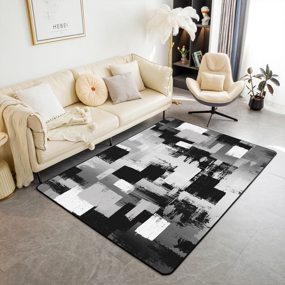 Dywan dla dzieci z abstrakcyjnym obszarem 100 x 150 cm, vintage, niechlujny, rdzy, dywany do salonu, dla chłopców, dziewcząt, nastolatków, sztuka nowoczesna, zestaw dywaników dekoracyjnych,