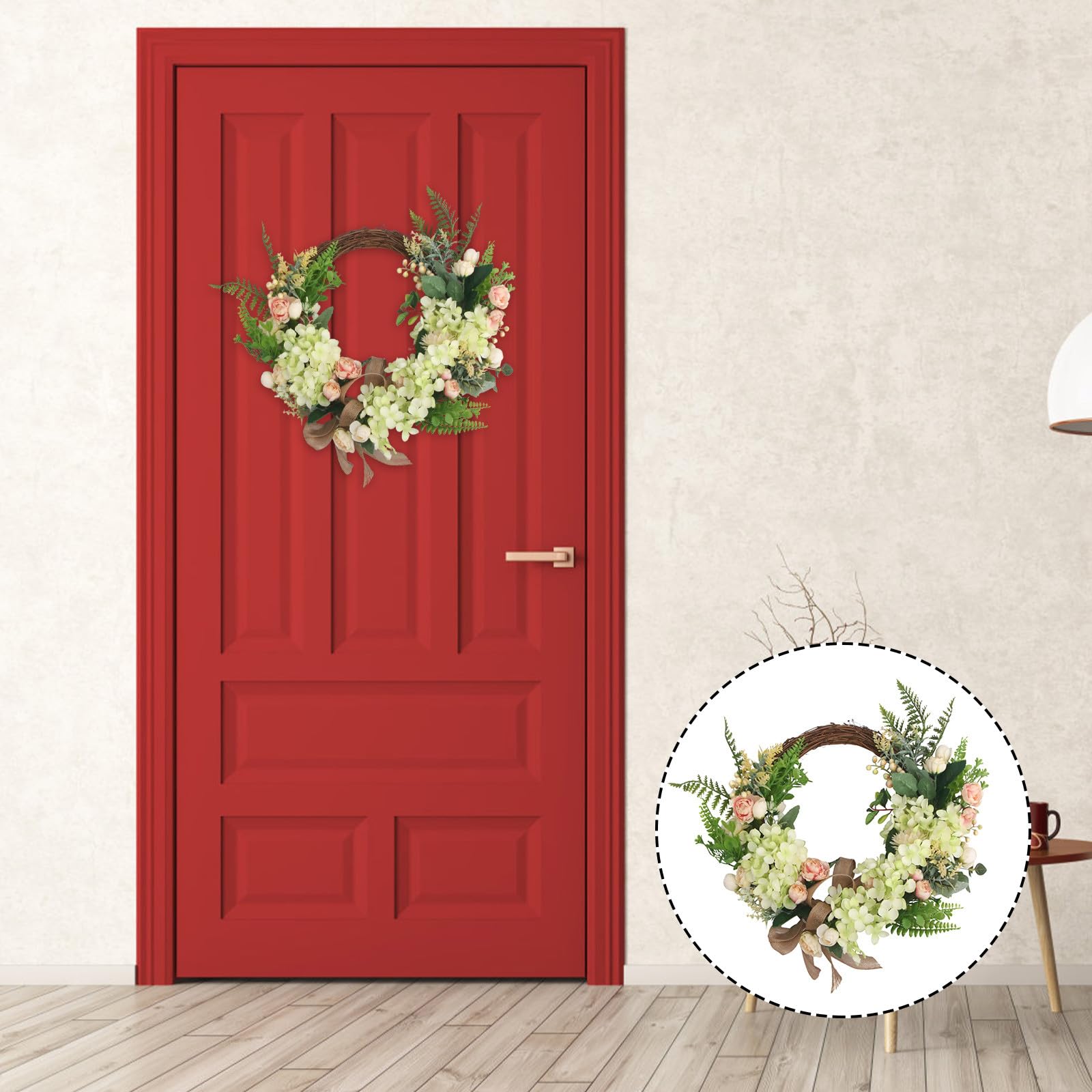 Künstlicher Türkranz aus Eisen und Kunststoff mit Lebensechtem Blatt und Blumendesign für Hochzeit und Party als Elegante Hängende Dekoration