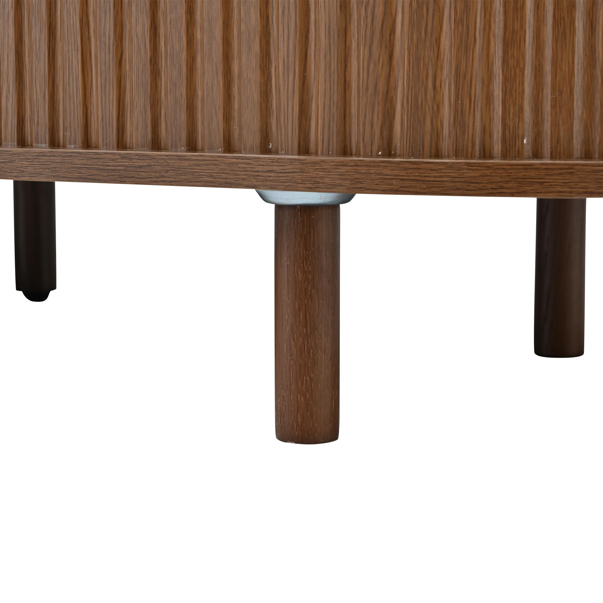 SACOOL Supporto per TV ovale e tavolo per TV, 170 x 40 x 40 cm, mobile TV con 2 cassetti design in rattan, 2 ante scorrevoli, lowboard fino a 70 pollici, tavola TV e cassettiera TV, noce