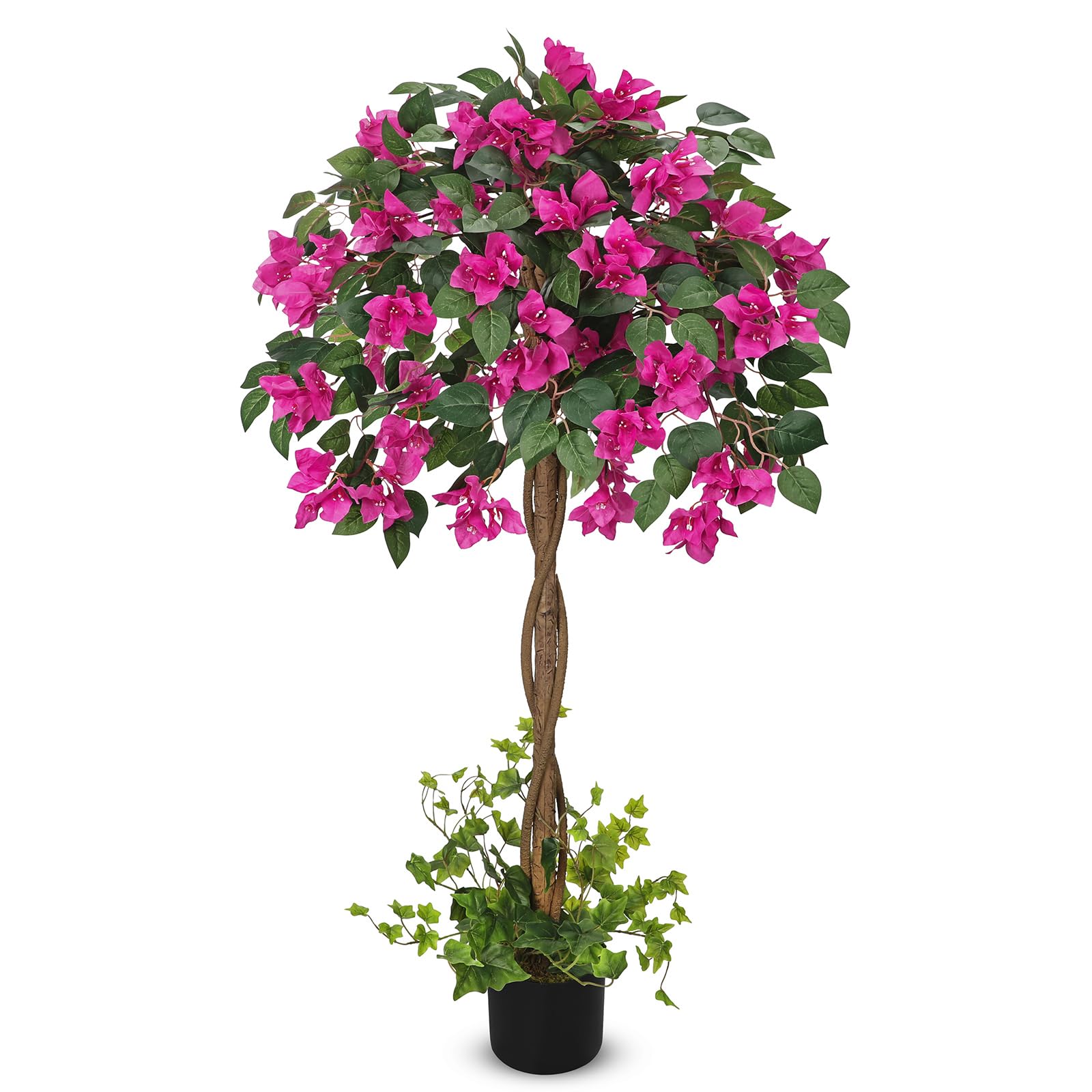 Árbol artificial de 120 cm de Bougainville con flores, planta artificial de triple flor, planta decorativa grande, plantas artificiales para interior, pasillo, sala de estar, dormitorio