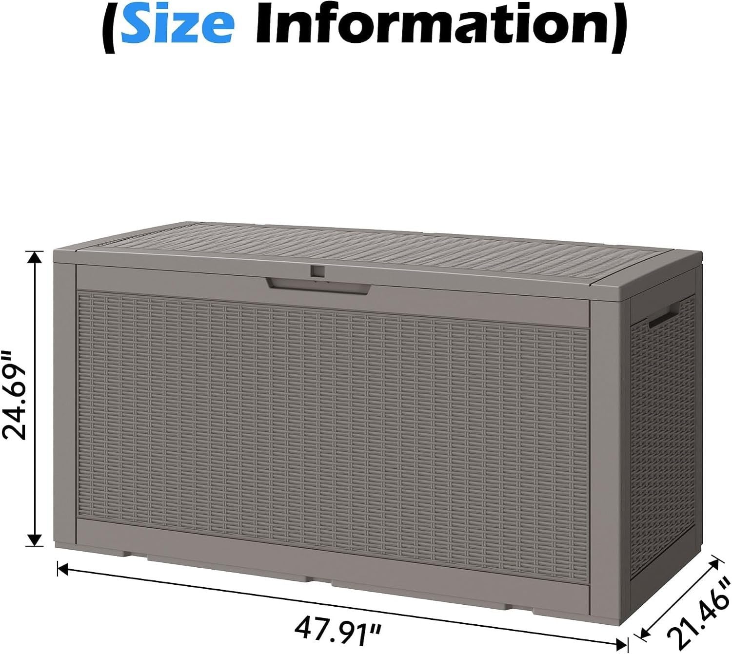 Baulera Exterior Impermeable 130L para Almacenaje Terraza, Ratán Gris