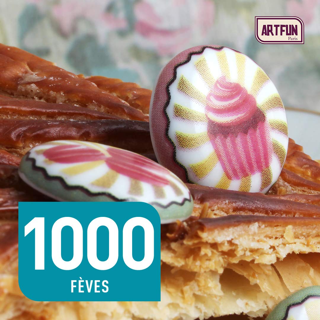 ArtFun Lot 1000 FEVES Collection I Love Cake - Feve Galette des Rois Epiphanie Premium - Feve Porcelaine Alimentaire
