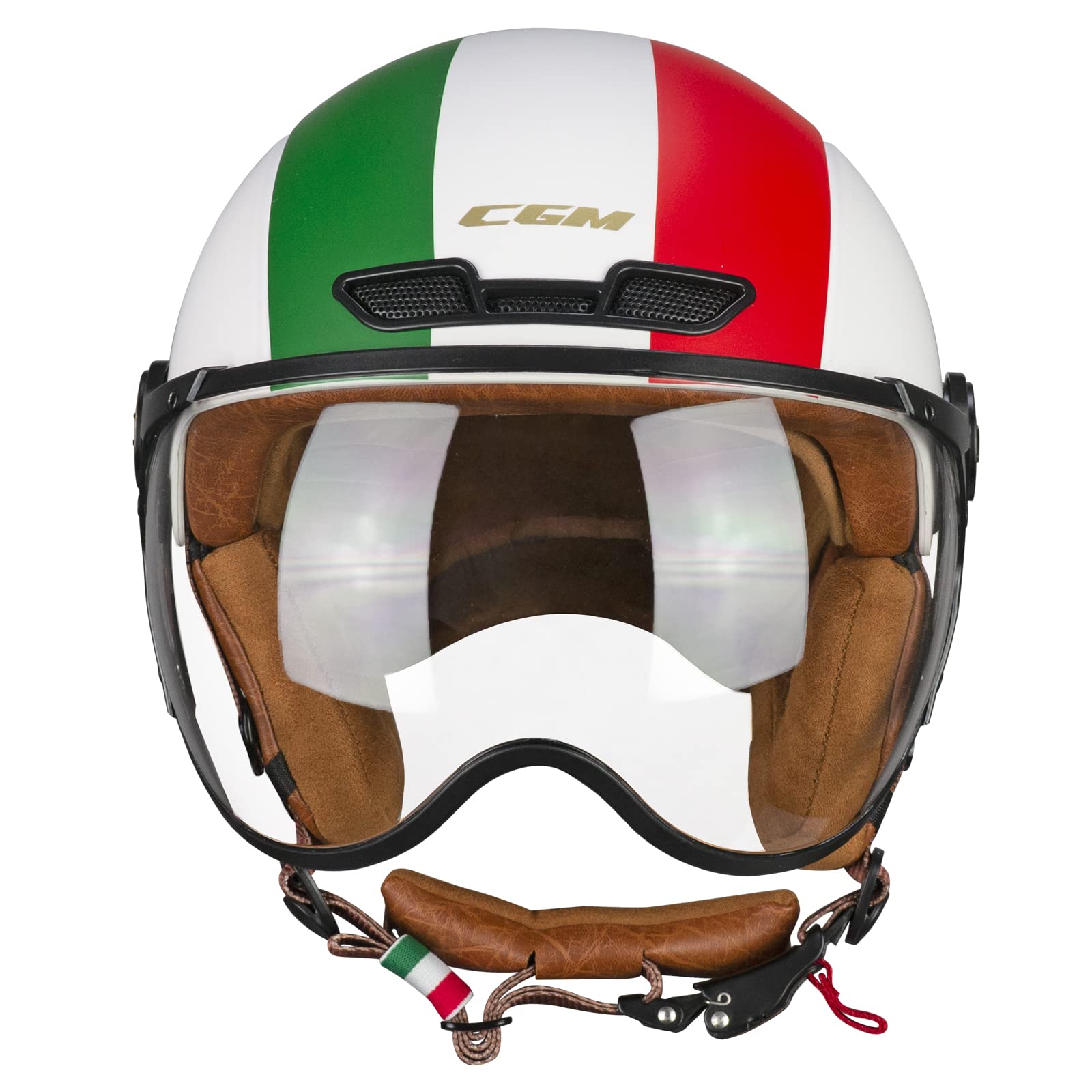 CGM EBI Casque de Ski Unisexe Adulte, Blanc Vert Rouge Mat, S (55-56cm)