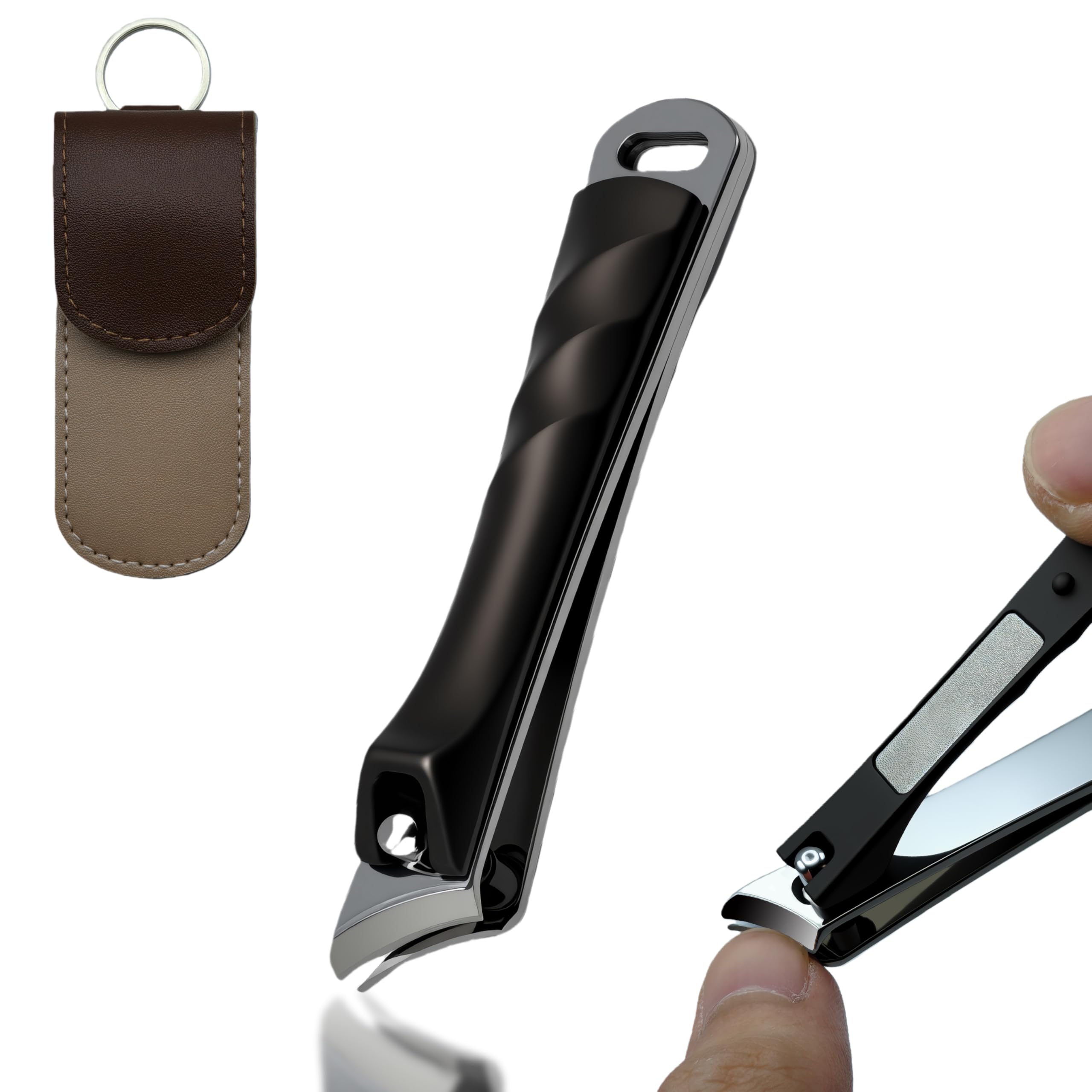 Large Slanted Nail Clippers Ultra Sharp Heavy Duty Clippers with Ergonomic Lever Toenail Clippers with Frosted Non-Slip Handles