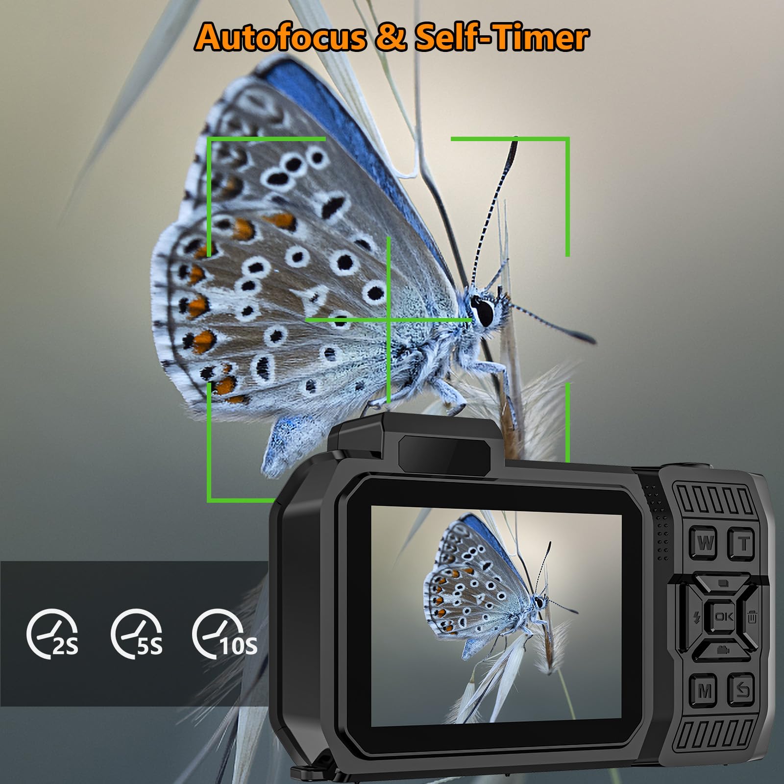 Cámara subacuática UHD 8K, 70 MP 33 pies, WiFi, impermeable, con tarjeta de 32 GB, enfoque automático, batería de 2500 mAh, digital flotante de 18 aumentos para esnórquel, naranja